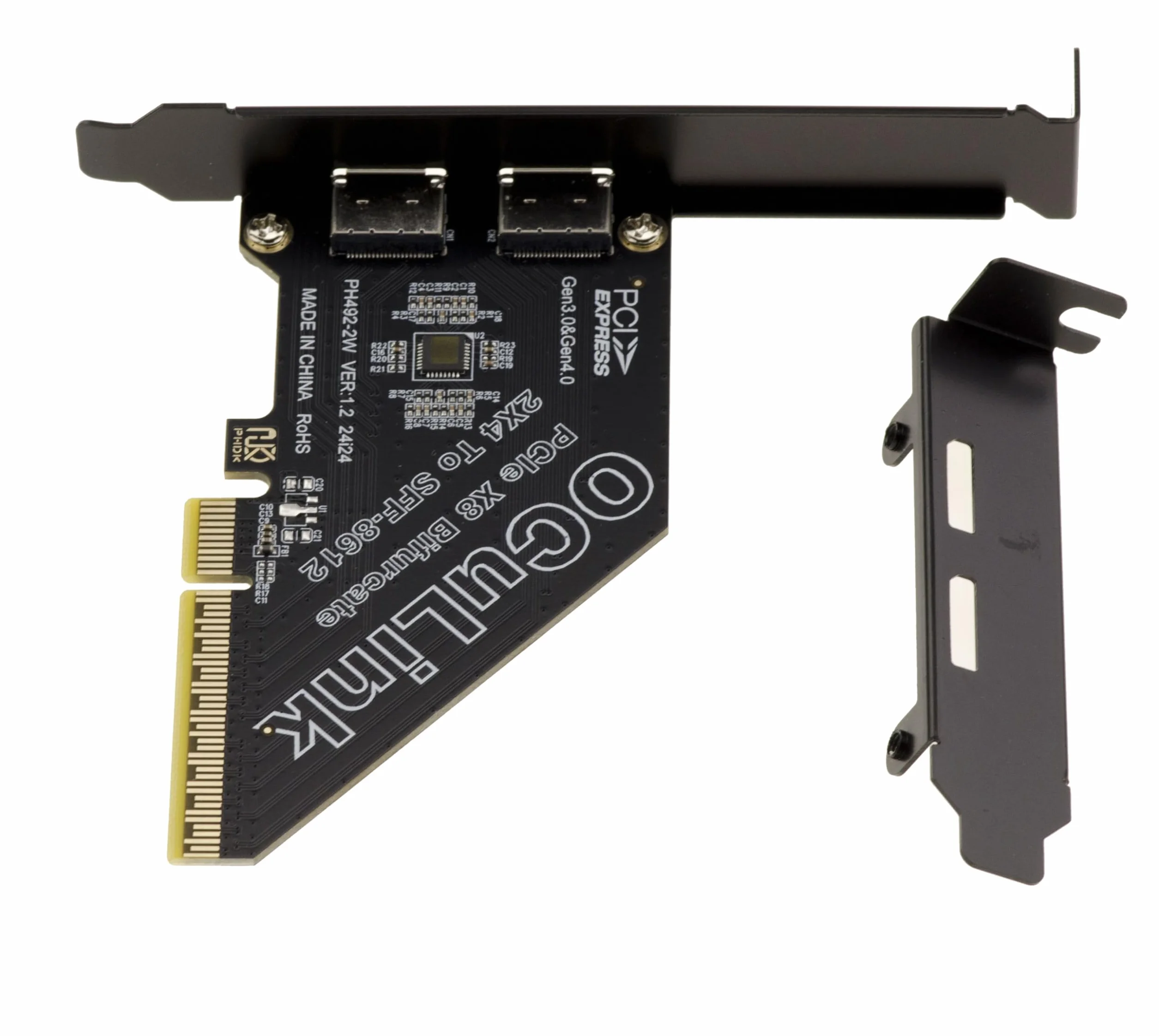 KALEA-INFORMATIQUE Carte PCIe Gen4 x8 vers 2 Ports Oculink | Carte PCIe Gen4 vers 2 ports Oculink pour bifurcation