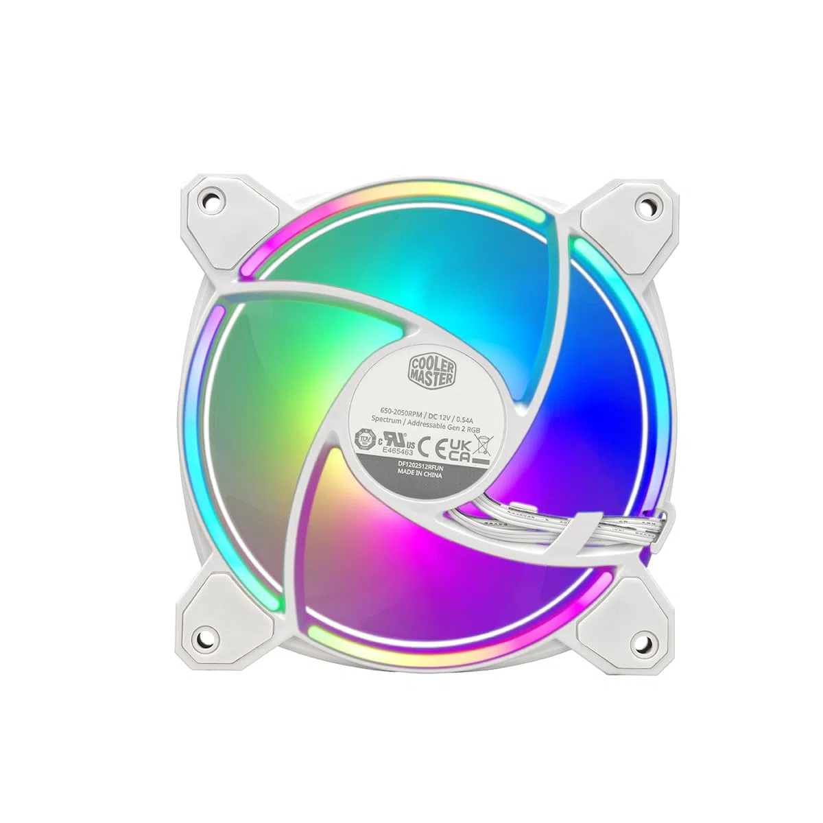 Cooler Master MasterFan MF120 Halo2 ARGB Blanc – Boîtier et ventilateur de refroidissement, éclairage RVB adressable à double anneau, roulement de fusil, lames d'équilibrage d'air élargies, protection