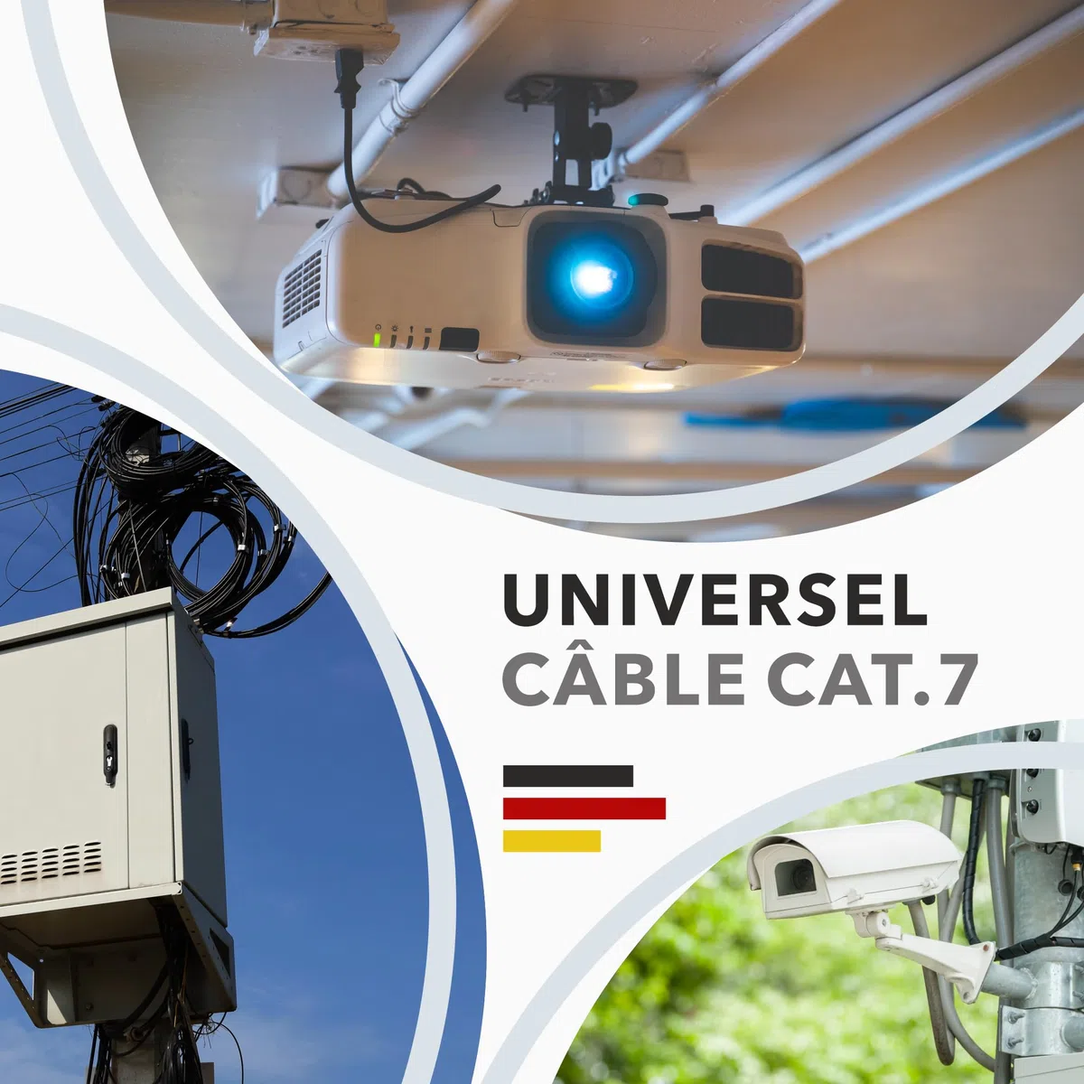 RedStar24 Câble de Réseau Extérieur CAT 7 20m - Câble Ethernet CAT7 Gigabit S/FTP, Cuivre, 1000MHz, Câble d'installation Outdoor PIMF POE 10Gbit LAN, AWG 23/1, Noir, Résistant aux UV