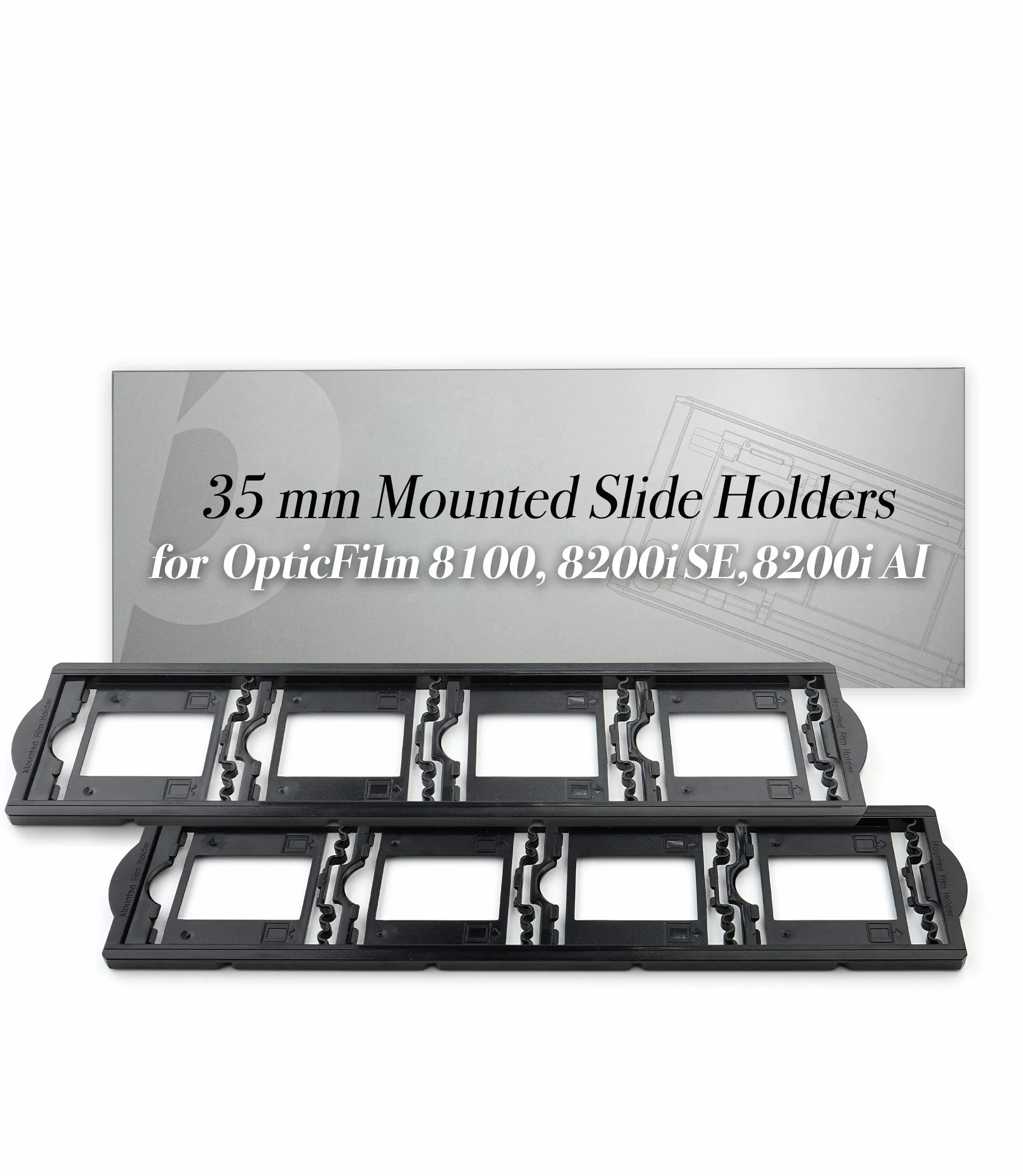 Plustek 2 supports de diapositives montés de 35 mm (positif), pour OpticFilm série 72~83 uniquement (8100 & 8200i & 8300i)