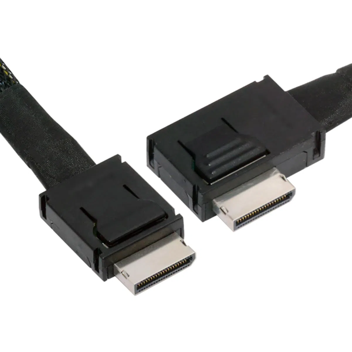 CY Câble, coudé à 90 degrés vers la gauche, OcuLink PCIe 4.0 PCI-Express SFF-8611 4i vers SFF-8611, câble de données actif pour eGPU-SSD (50 cm)