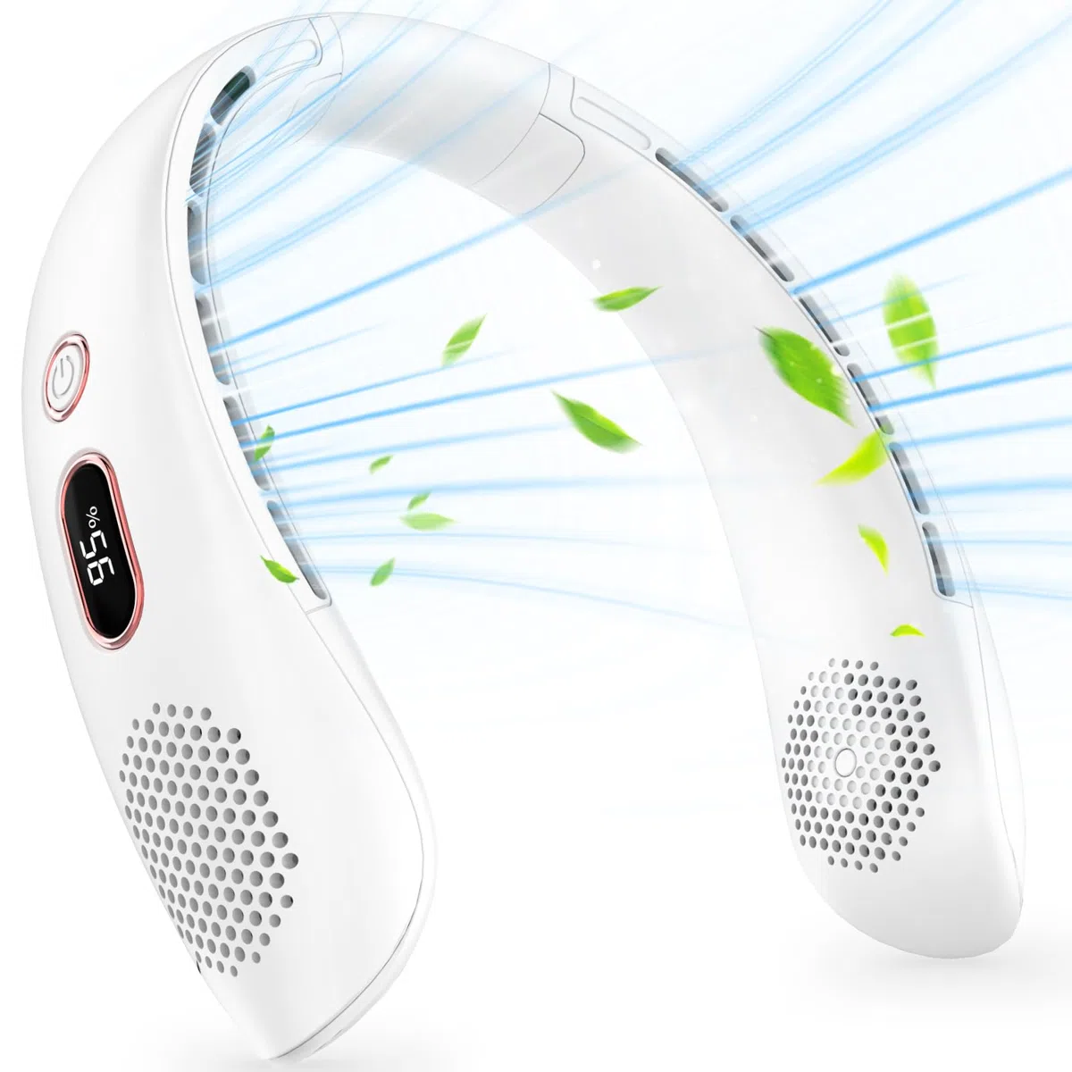 YAZEKY Ventilateur de Cou,Portable USB Ventilateur de cou sans lame Silencieux avec flux d’air à 360°,3 Vitesses Rechargeable Mini Ventilateur Personnel pour Bureau Domicile Voyage En Plein Air(Blanc)