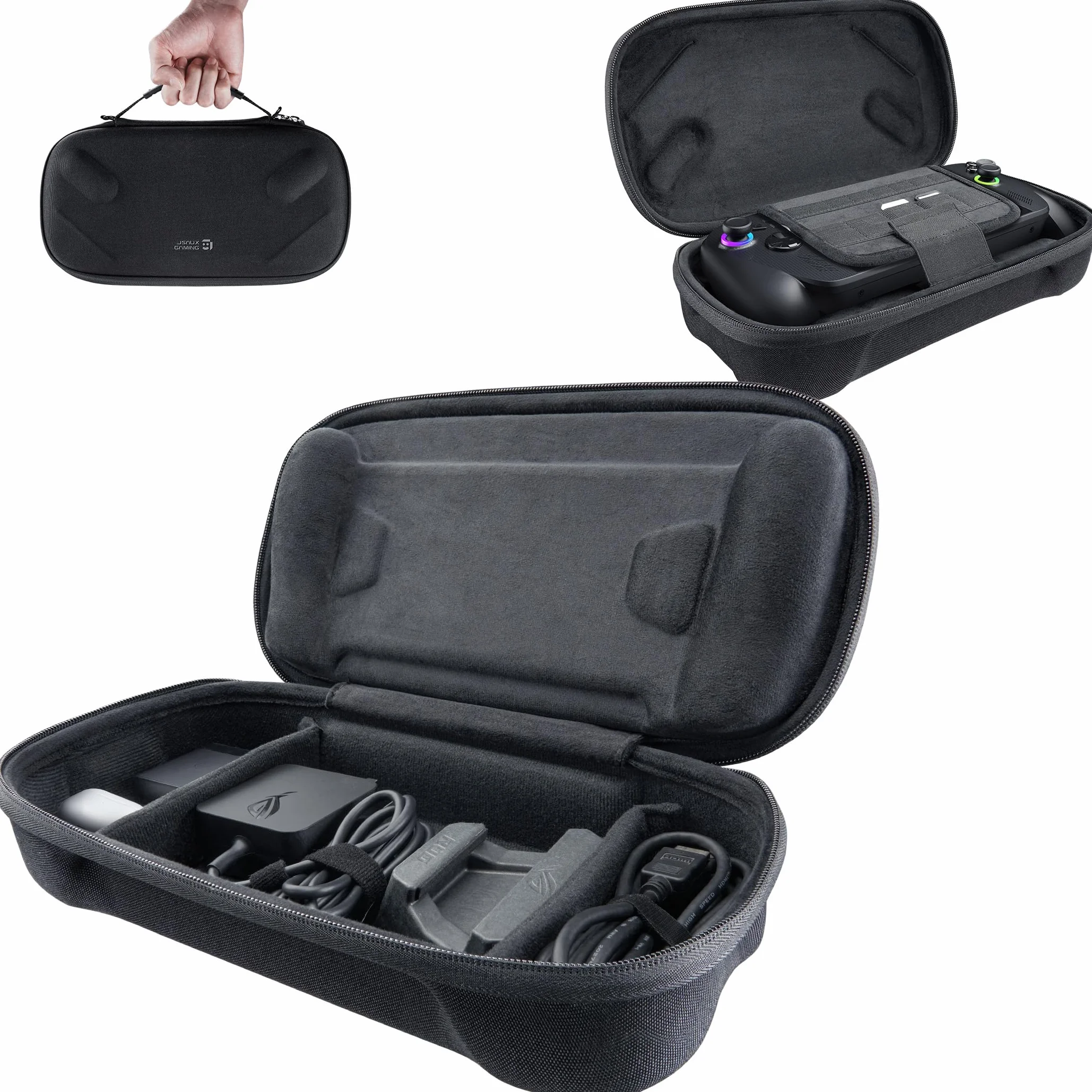 JSAUX Étui de transport pour ROG Xbox Ally / ROG Xbox Ally X (2025) - Coque rigide de protection à deux étages, étui de rangement de voyage portable à double couche pour adaptateur, câble et