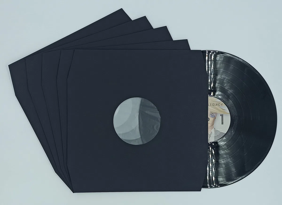 50 sous Pochettes intérieures en Papier doublées antistatiques Noires pour Vos disques vinyles 33 Tours 12"