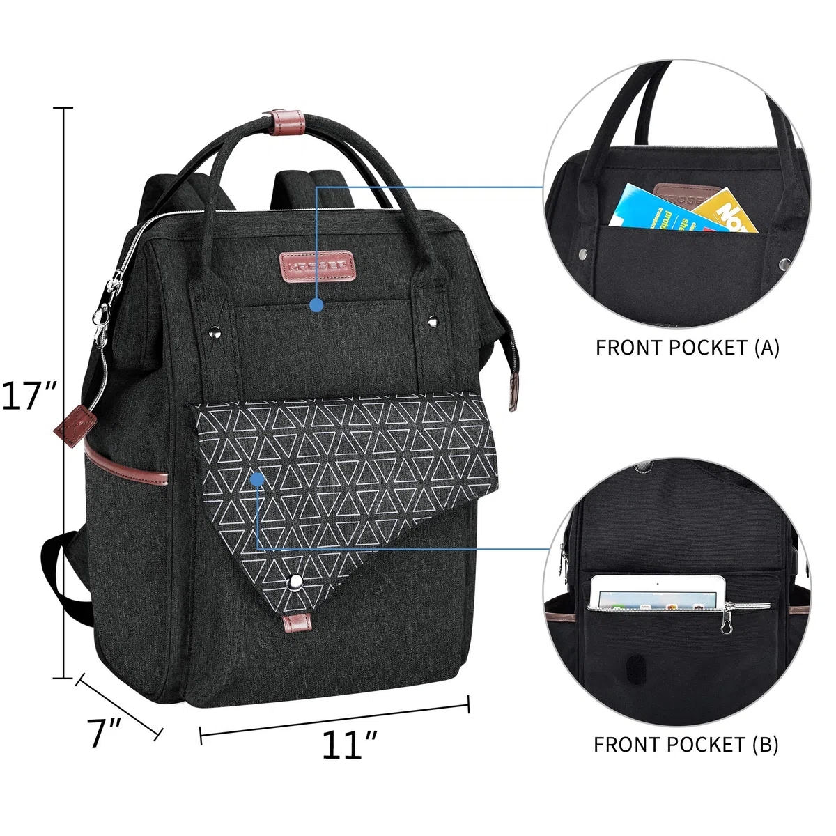 KROSER Sac à Dos pour Ordinateur Portable 15.6" Sac à Dos pour Ordinateur Scolaire Élégant avec Port de Chargement USB Sac Imperméable pour Voyage/Affaires/Collège/Femme/Homme