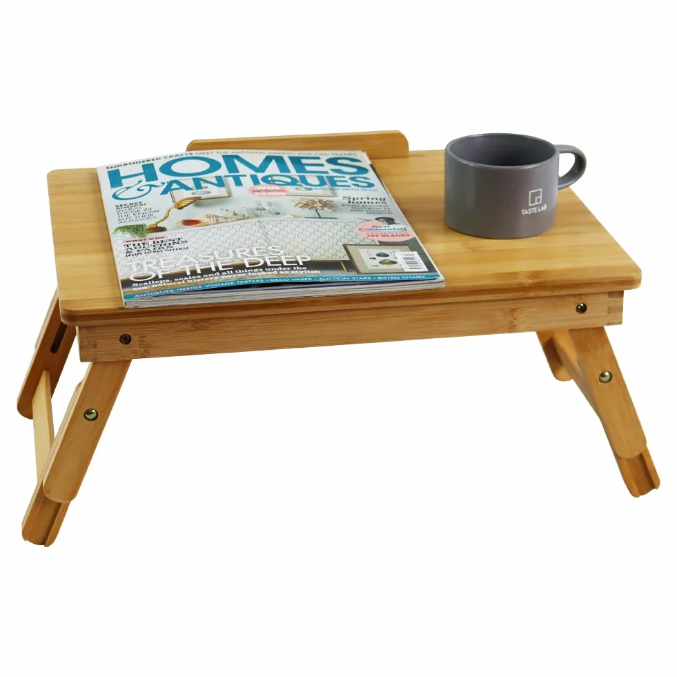 WKWKER Bambou Bureau pour Ordinateur Portable avec Pieds Pliants Surface Inclinable Table De Travail Réglable Ordinateur Portable Stand Bed Plateau pour TV Canapé Étude Ordinateur Ipad Livre(Naturel)