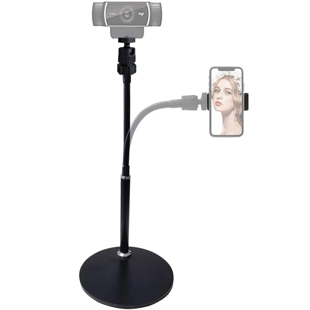 Tencro Support de téléphone flexible pour webcam - Col de cygne - Pour téléphones portables, webcam Logitech C922 C930e C920S C920 C615 et autres appareils avec filetage de 6,35 mm