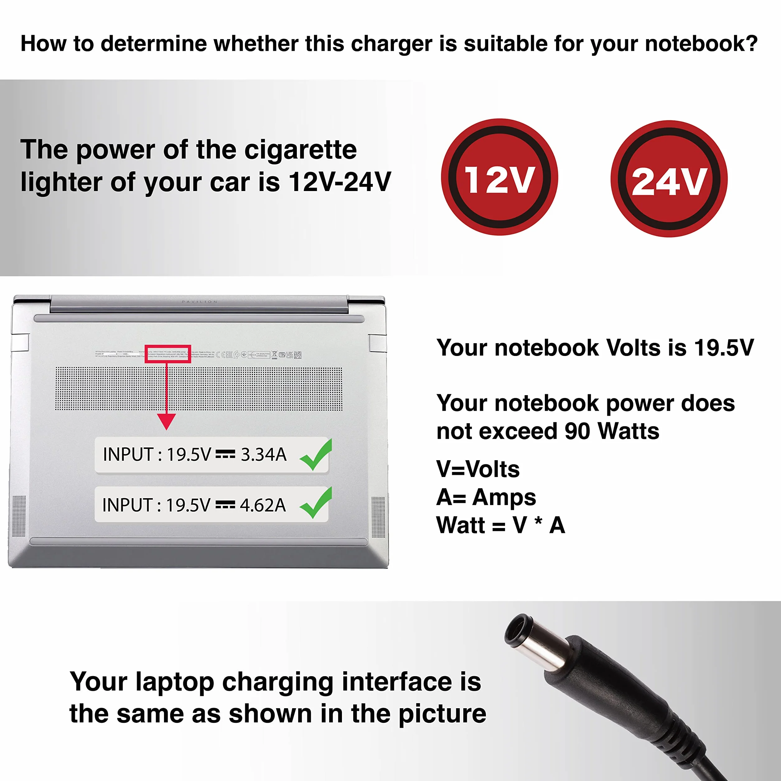 19,5V 4,62A 90W Alimentation Chargeur Ordinateur Portable pour Dell Latitude XPS Precision Vostro Adamo Studio Inspiron 19,5V 3,34A 65W