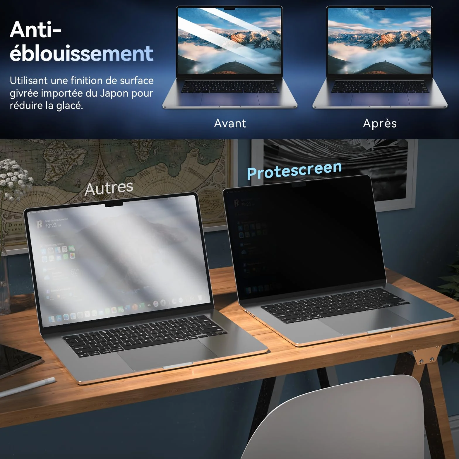 360° Filtre de Confidentialité pour MacBook Air 15 Pouces M5 2026 / M4 2025 / M3 2024 / M2 2023,Filtre Anti Espion Protection Ecran,Laptop Privacy Screen pour Mac 15