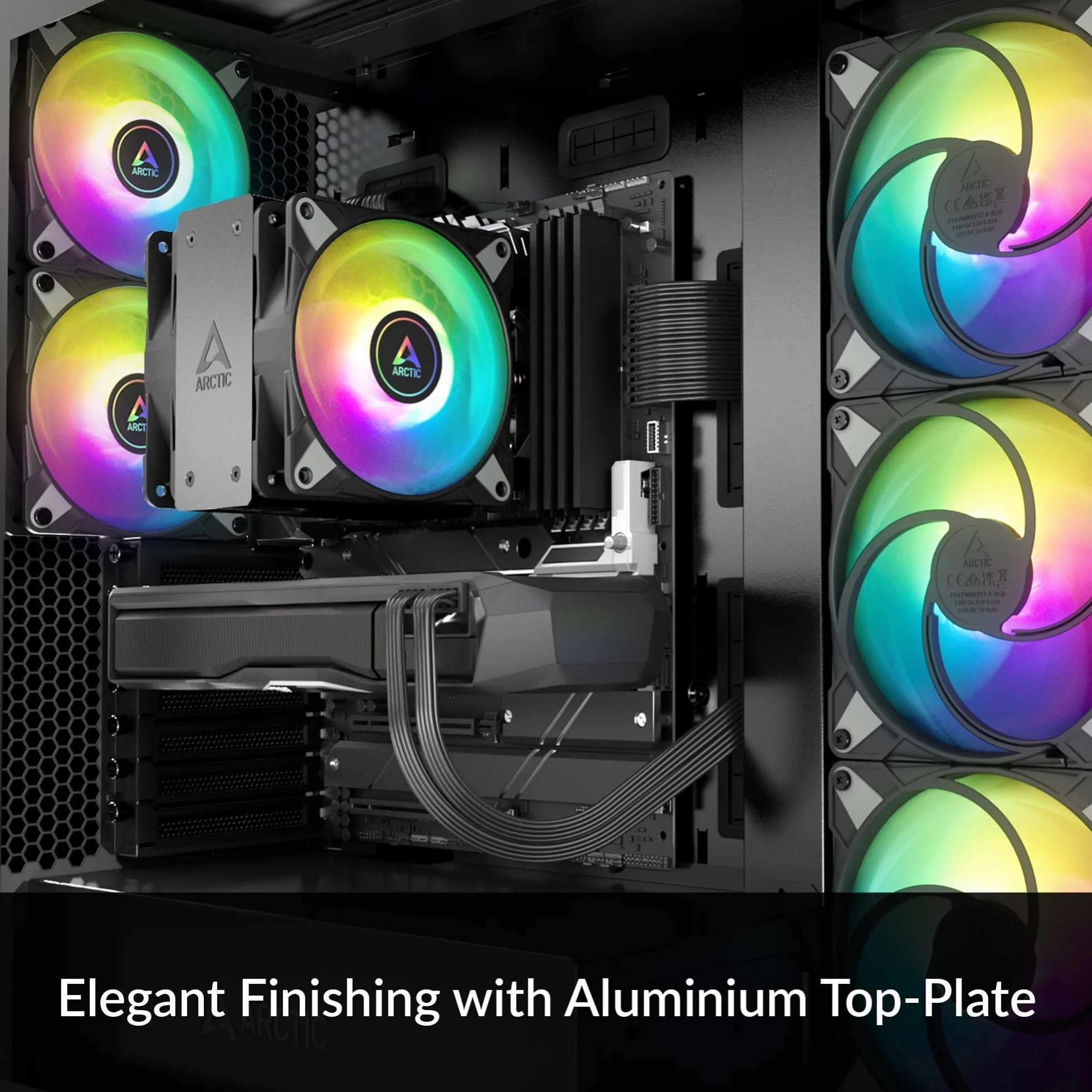 ARCTIC Freezer 36 A-RGB - Refroidisseur CPU monotour avec push-pull, deux ventilateurs P 120 mm à pression optimisée et éclairage ARGB, roulement fluidodynamique, 200-1800 rpm, incl. MX-6 - noir