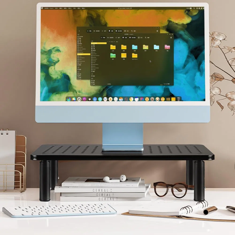 FURWOO Lot de 2 supports pour ordinateur portable support de bureau pour moniteur ordinateur imprimante ordinateur portable rehausseur d'ordinateur portable réglable sur 3 hauteurs