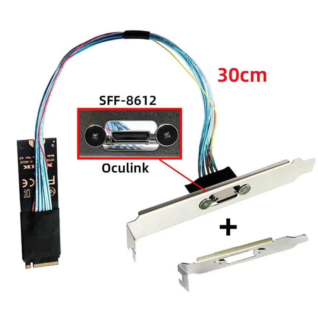 chenyang Oculink SFF-8612 vers PCI-E 4.0 NVME M.2 M-Key Câble d'extension avec support de fente 8/12 cm pour carte graphique externe et SSD