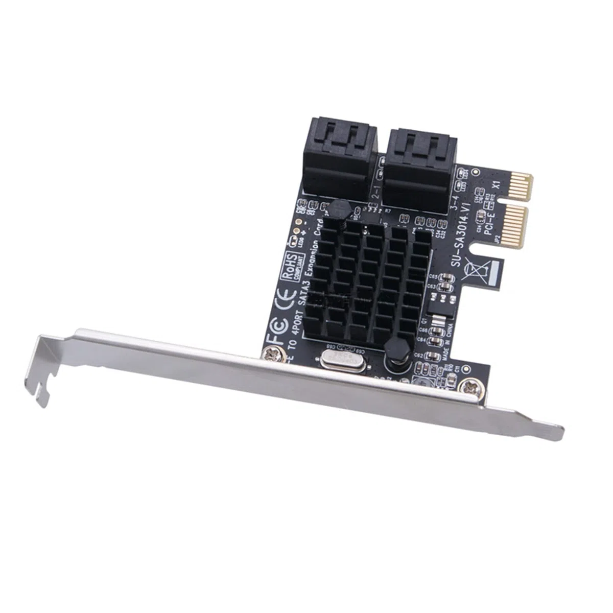 Carte PCIE SATA 4 ports 6 Gbps SATA 3.0 PCIE avec 4 câbles SATA, support et dissipateurs thermiques