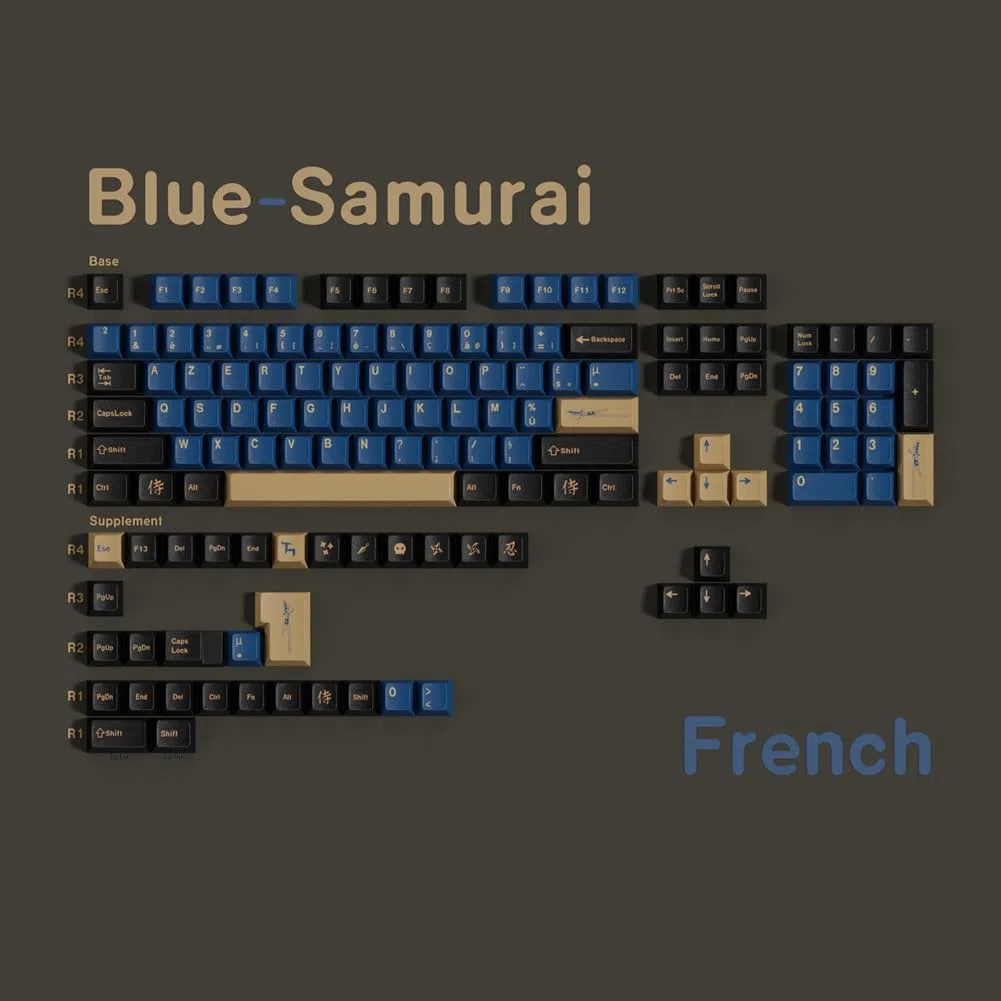 Ginobili Touches de Clavier PBT Profil Cherry Blue Samurai Big Set pour Claviers Mécaniques