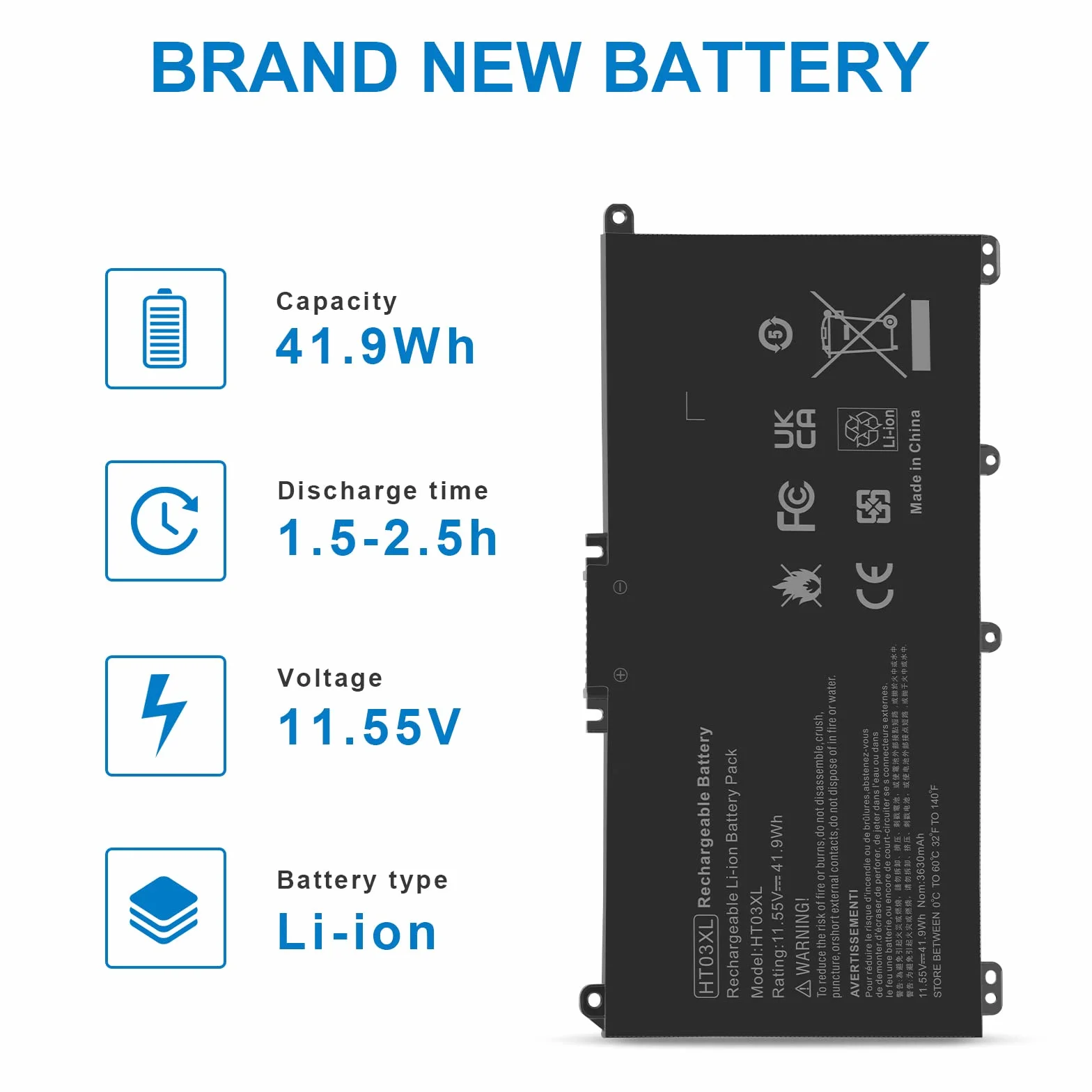 ASUNCELL 11.55V/41.9Wh HT03XL Batterie d'ordinateur Portable pour HP Pavilion 14-CE 14-CF 14-CK 14-CM 15-CS 15-CW 15-CU 15-DA 15-DB 15G-DR 17-by 17-CA, HP 240 245 250 255 G7 HT03XL HTO3XL