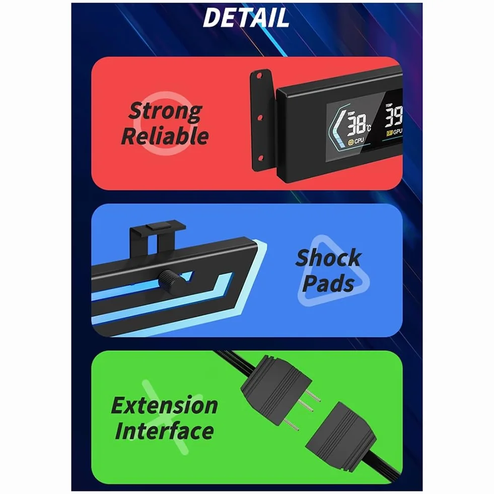 Z-X6 Support de Carte Graphique Support de Refroidissement pour Ordinateur PC 5V 3PIN Aura Sync Réglable en Hauteur