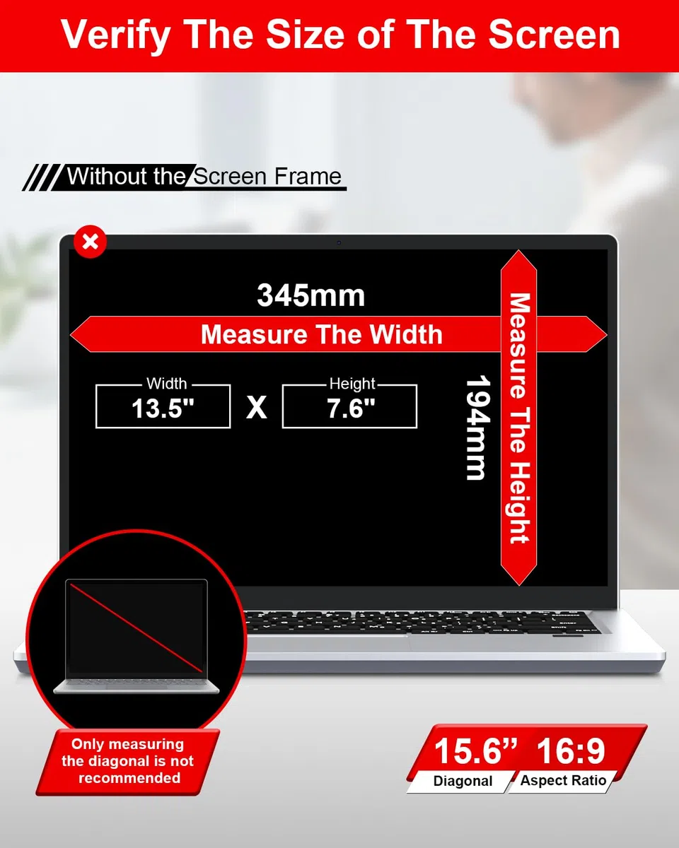 360° 15.6 Pouces Filtre de Confidentialité 16:9,New 2025 Protection Ecran Anti-Espion Anti-Reflet,Laptop Privacy Screen Protector Compatible avec Lenovo/Dell/HP/Asus/Samsung/Acer/ThinkPad