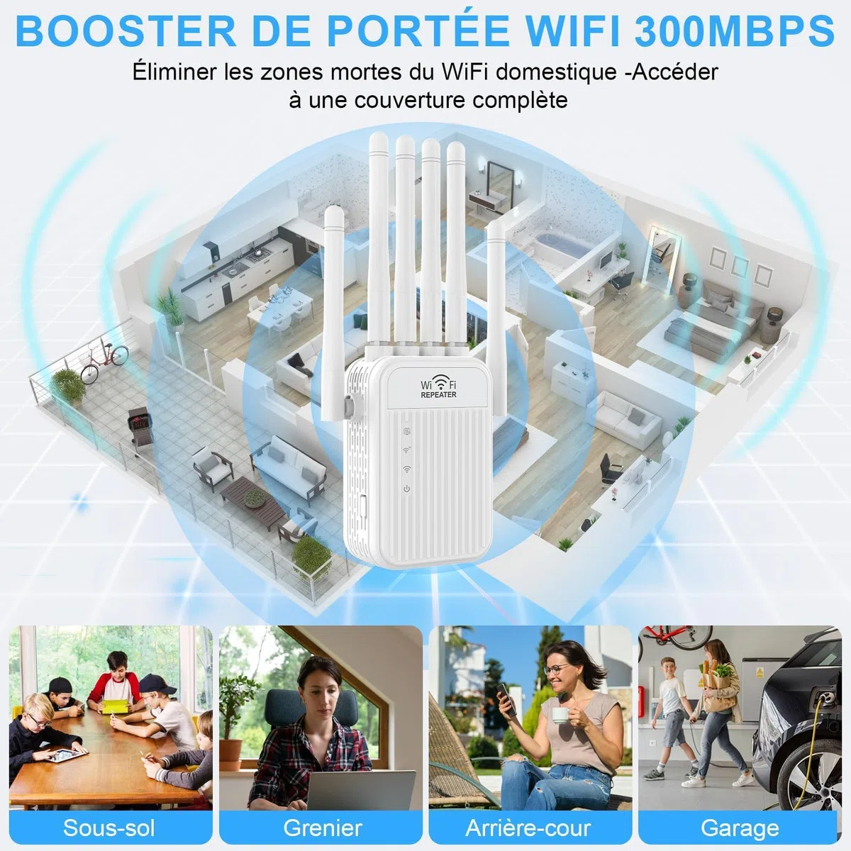 Répéteur WiFi Puissant, Amplificateur WiFi, 6 Antennes Haut Gain Couvrant Une superficie de10000 m², Répéteur/AP Mode,2 Ports LAN, Repeteur WiFi pour la Maison et Le Bureau-11