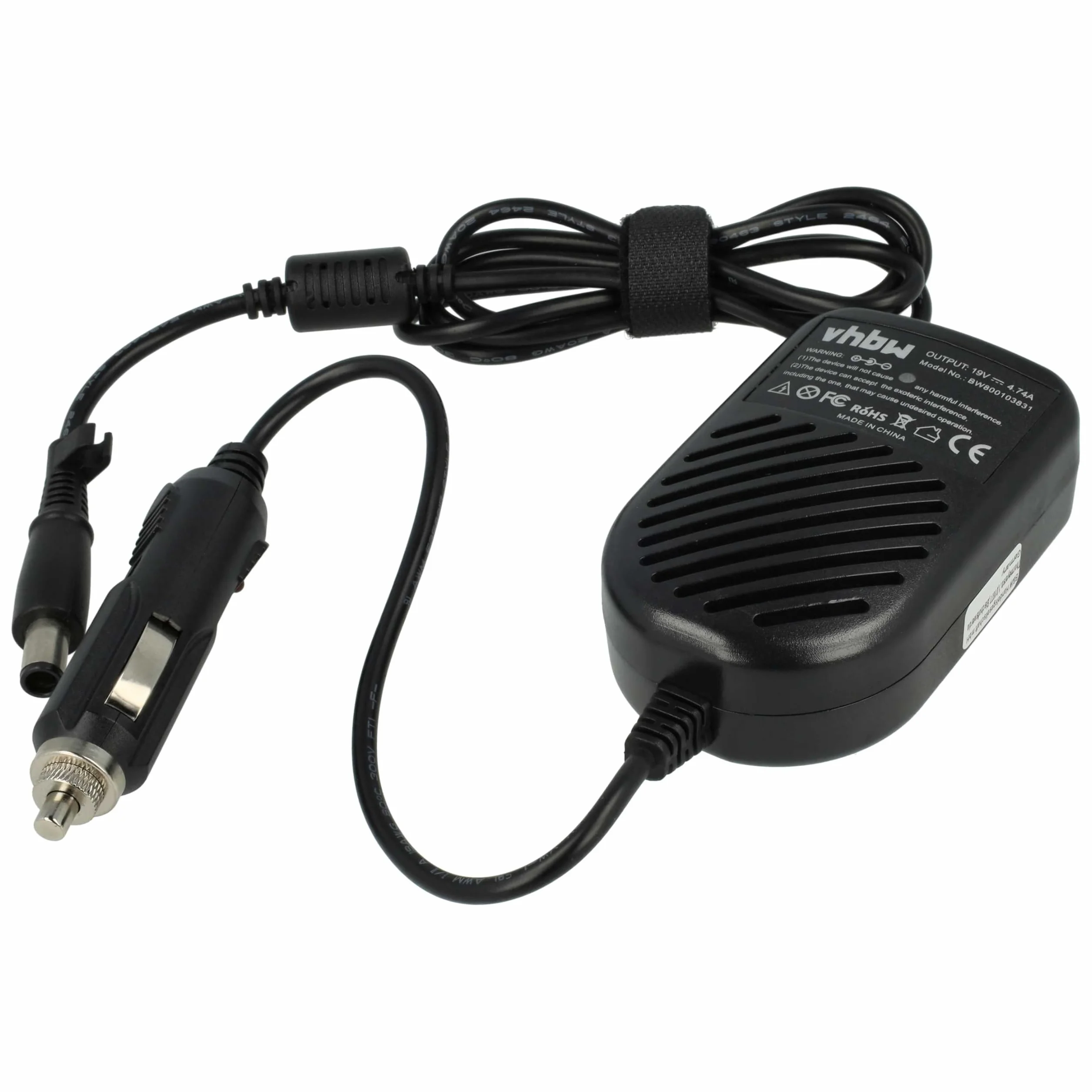 vhbw Chargeur Allume-Cigare Compatible avec HP EliteBook 2730p, 2740p, 2540p, 2530p, 2760p, 6730b Ordinateur Portable - Chargeur 12V Noir 4,74 A