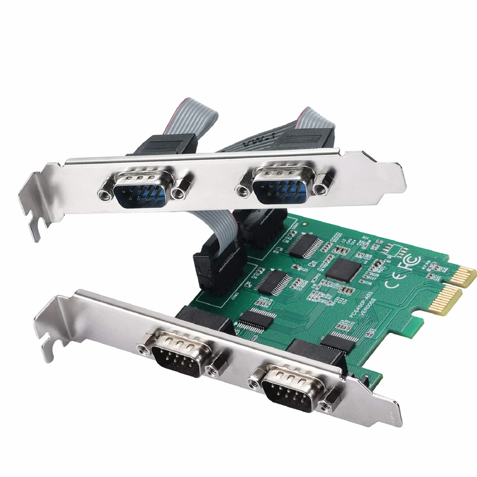 Carte d'extension PCI-Express 1X vers 4 Ports série - Adaptateur 4X DB9 RS232 COM Port pour Réseaux Série et Terminaux POS