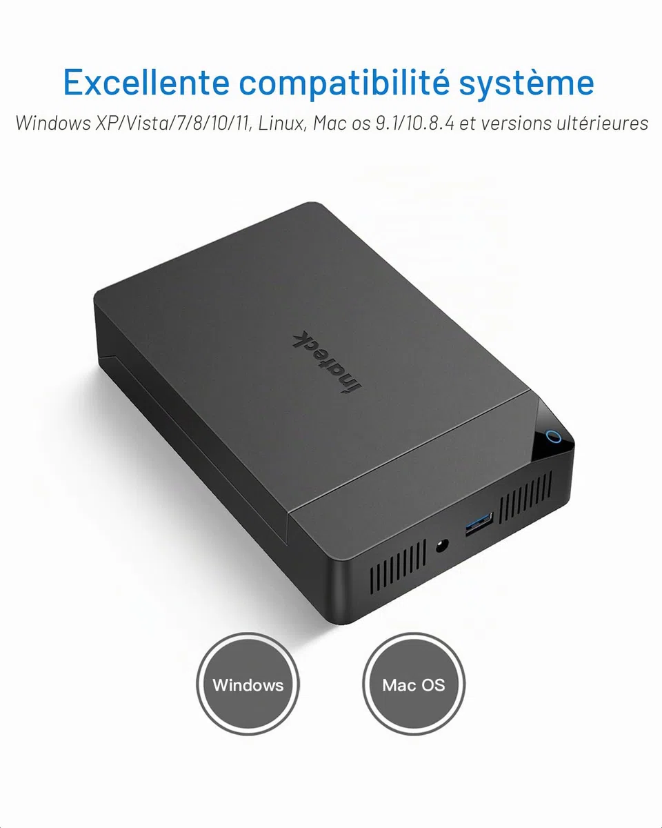 Inateck Boîtier de Disque Dur pour HDD et SSD SATA de 2.5"/3.5", Support UASP, Un Adaptateur d'alimentation 12V/2A Inclus, Pas Besoin d'Outils, Noir,FE3002