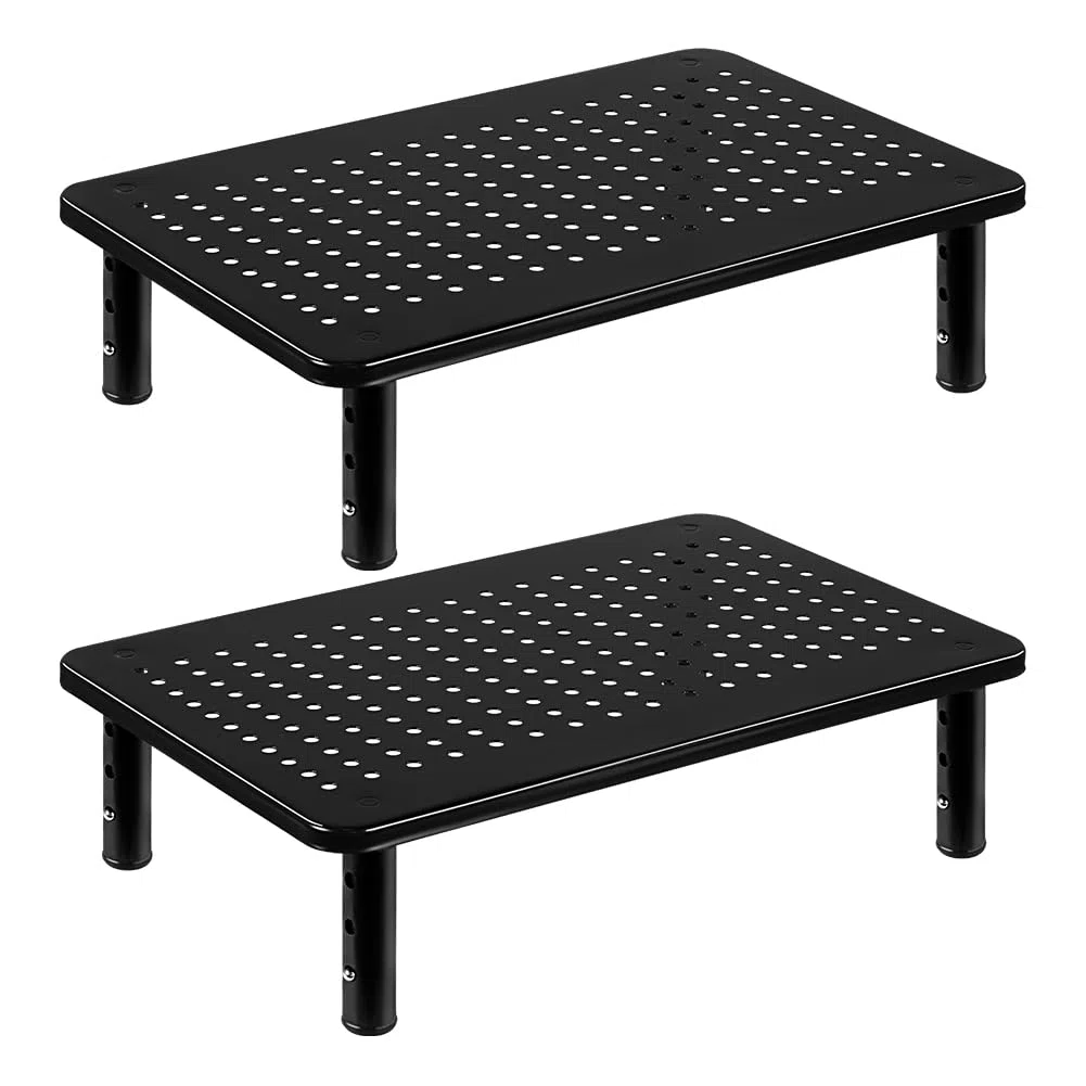 FURWOO Lot de 2 supports pour ordinateur portable support de bureau pour moniteur ordinateur imprimante ordinateur portable rehausseur d'ordinateur portable réglable sur 3 hauteurs
