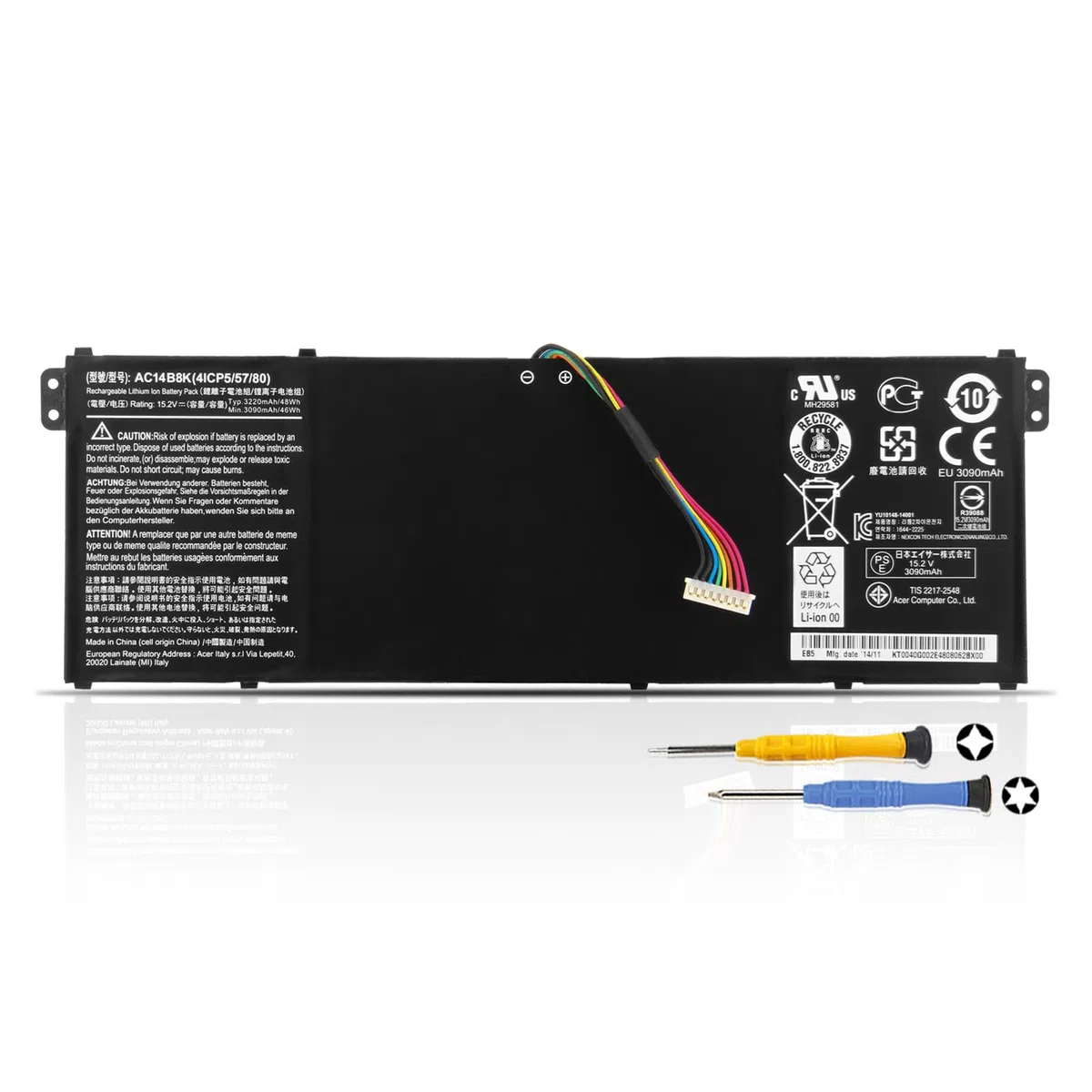 K KYUER AC14B8K AC14B3K Batterie pour Acer Aspire R11 R3-131T R5-471T R7-372T R7-371T R5-571T E5-721 E5-731 E5-771G E5-731G ES1-572 ES1-711 ES1-711G A515-51G A515-52G A517-51G V3-111 V3-112P V3-371