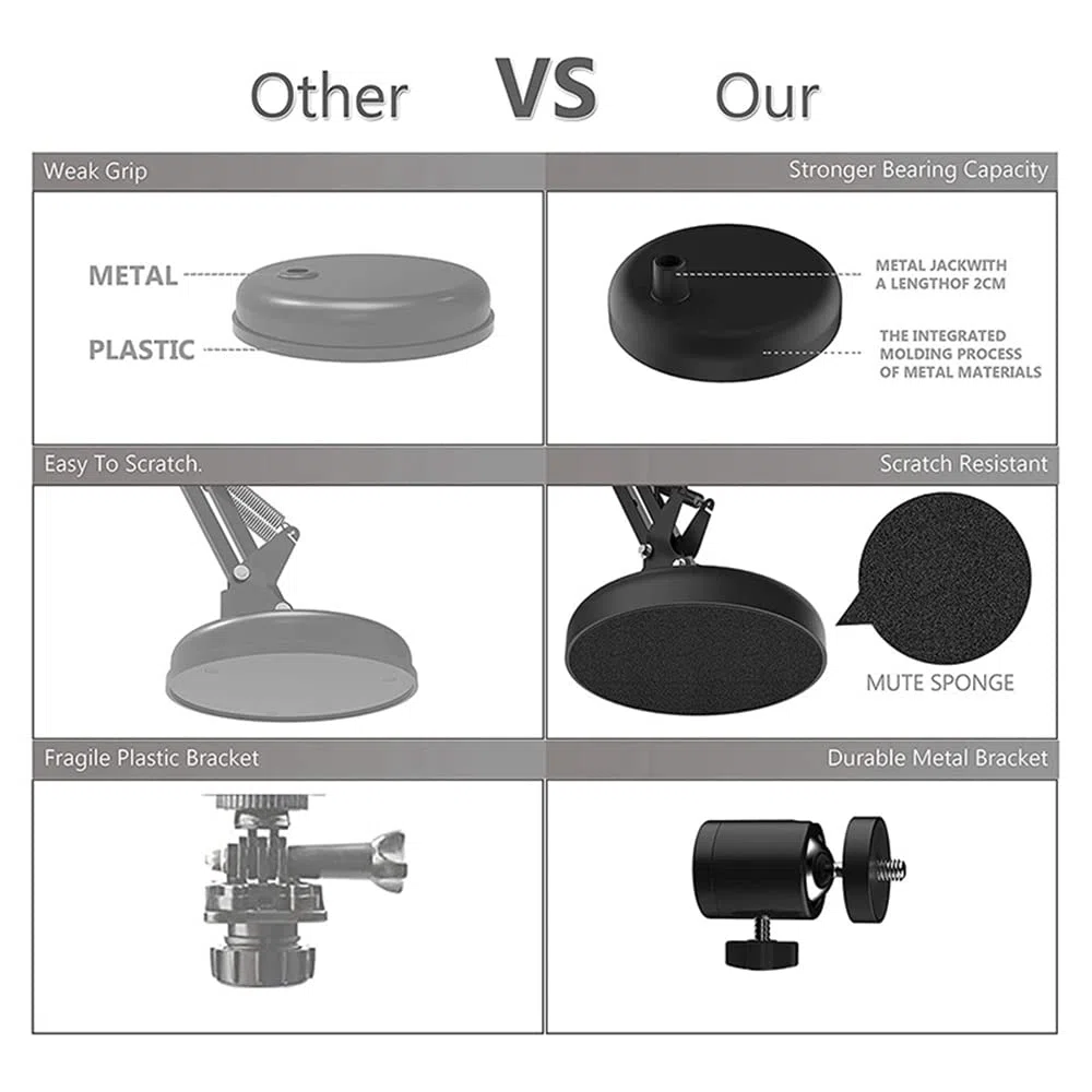 ziyuan Support de Webcam pour Support de Bras de Ciseaux de FlèChe de Suspension de Bureau avec Base Ronde AméLioréE, pour Webcam