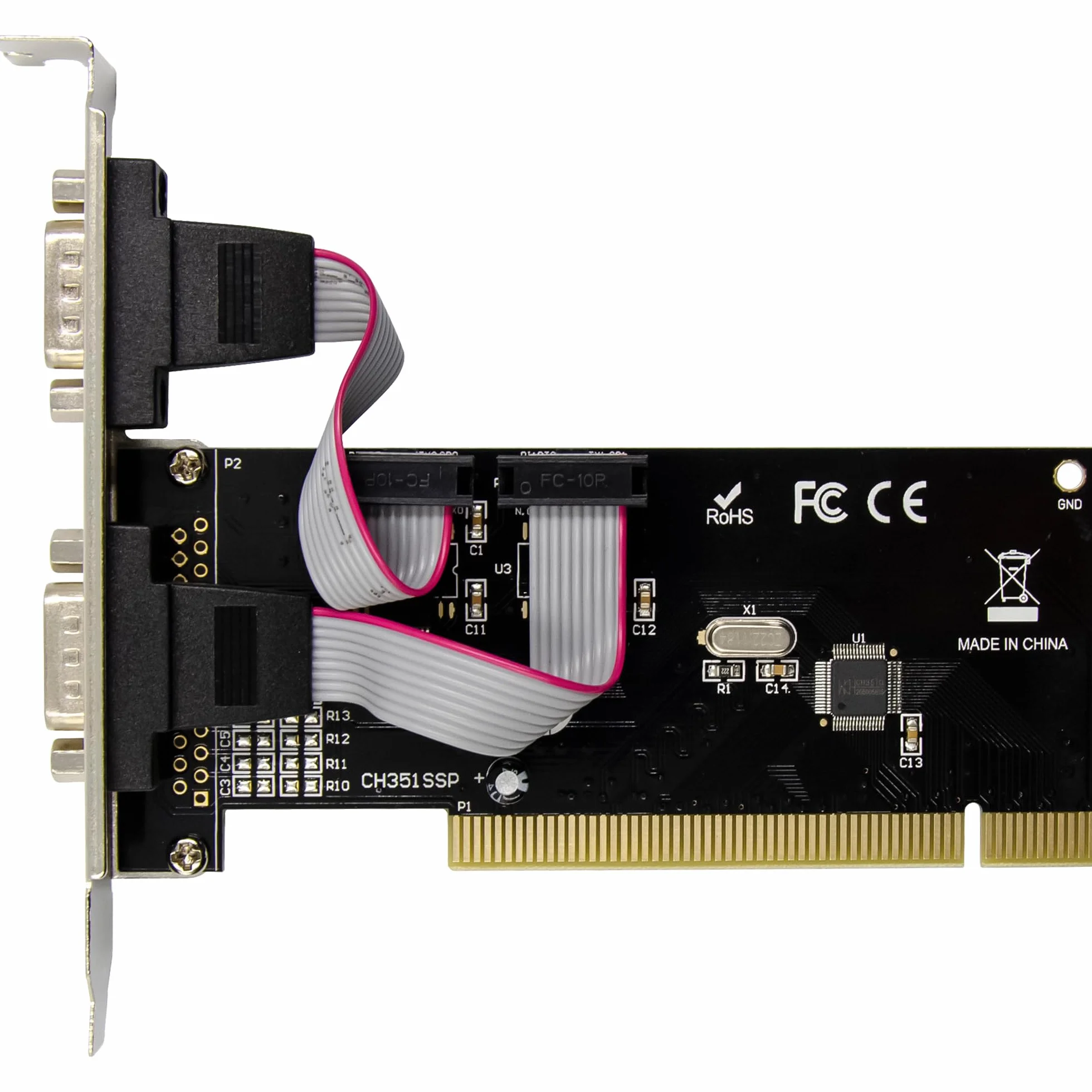 InLine 66636A Lot de 2 Cartes d'interface PCI série RS232 CH351Q 9 Broches Haut débit Compatible avec Windows et Linux Installation Facile