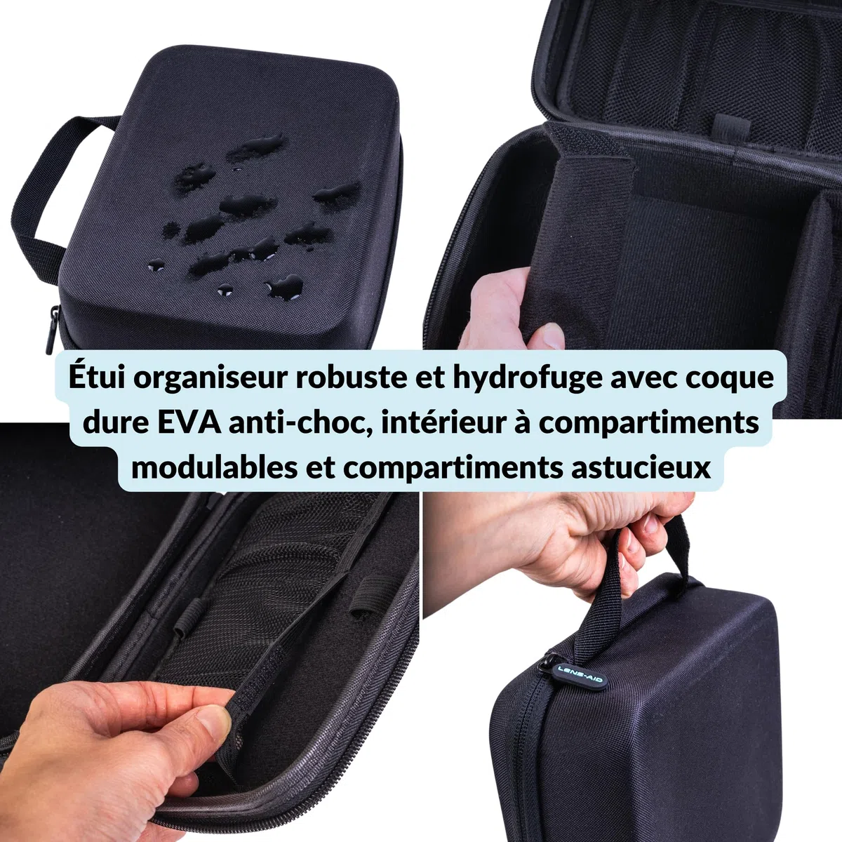 LENS-AID Étui de Rangement pour appareils Photo et Accessoires Techniques, Noir, m, Étui Rigide pour Le Rangement en Voyage