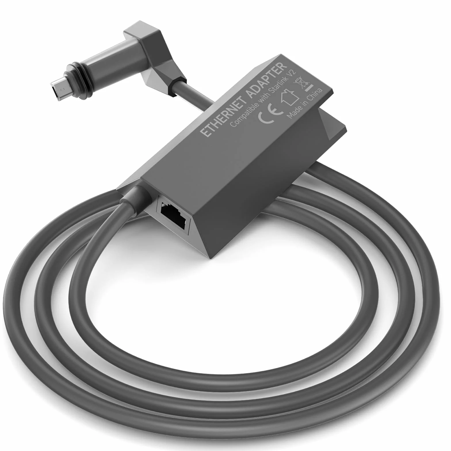 Starlink Adaptateur Ethernet pour Starlink V2/Gen 2, RJ45 Gigabit Ethernet Connexion réseau rapide et stable pour Starlink Gris