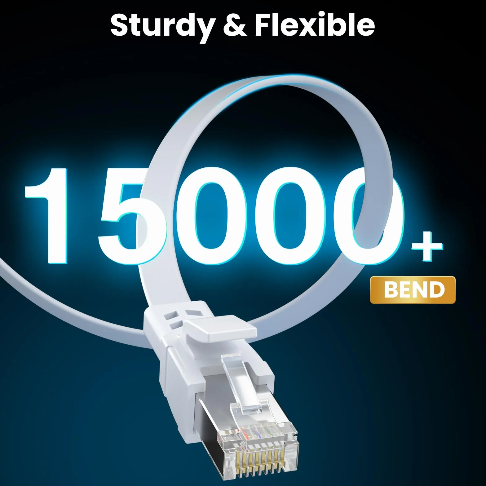 Câble Ethernet Cat8 0,5m 10 Pièces, 40 Gbit/s 2000 MHz Câble Réseau Gigabit LAN Haute Vitesse Avec RJ45 et Connecteur Plaqué or Câble Internet pour Routeur, pour Laptop, pour TV - Blanc