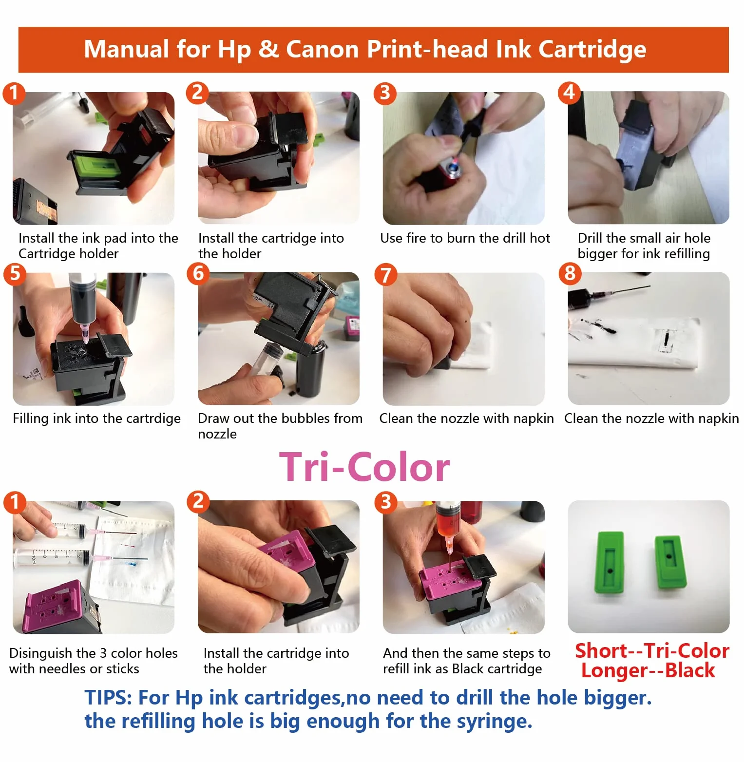 Kit de recharge d'encre de 500 ml compatible avec les cartouches d'encre 308 et 308e, fonctionne avec les imprimantes Envy 6122e 6532e 6520e 6132e 6530e 6120e 6110e 6558e 6110e 6130e