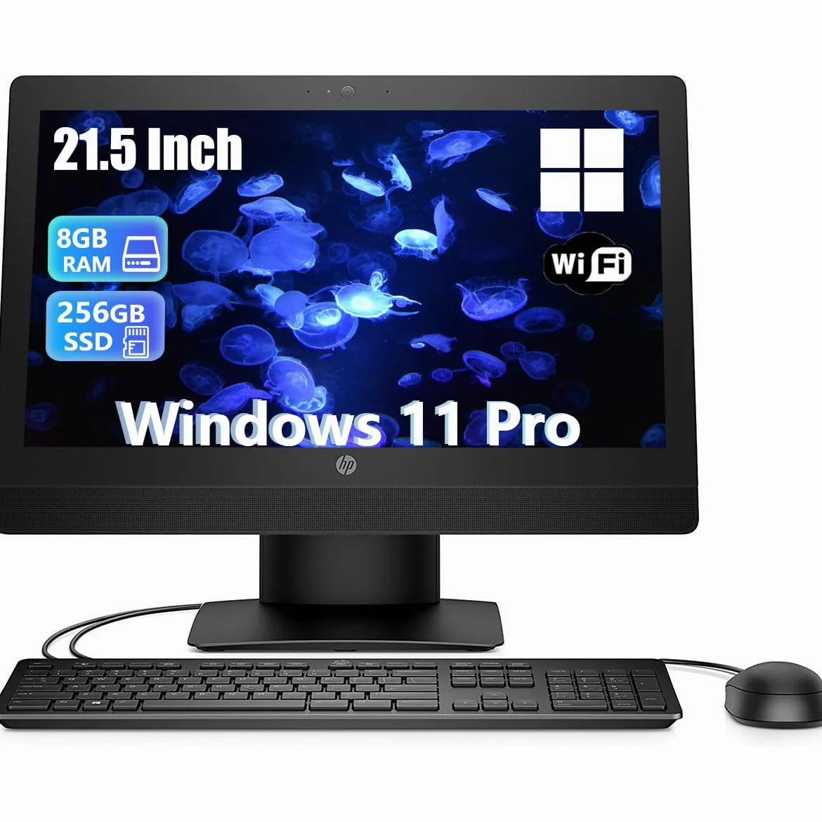 HP ProOne 600 G3 Tout-en-Un Ordinateur de Bureau, avec écran 21,5 Pouces, processeur Intel Core i5-6500, 8 Go de RAM, SSD 256 Go, Clavier américain, Windows 11 Pro (reconditionné)