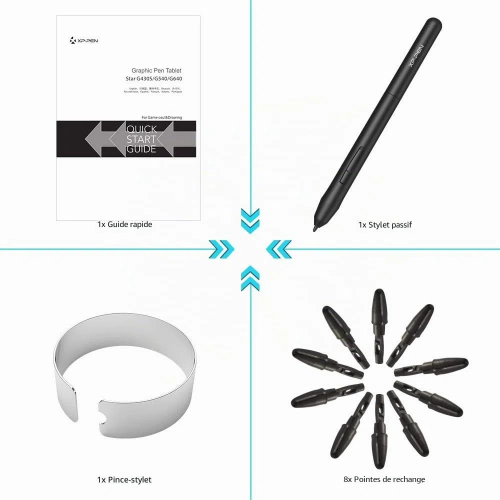 XP-Pen G430S Tablette Graphique Stylet Passif 8192 Niveaux Taille 4x3 Pouces pour Jouer OSU Dessiner Signature