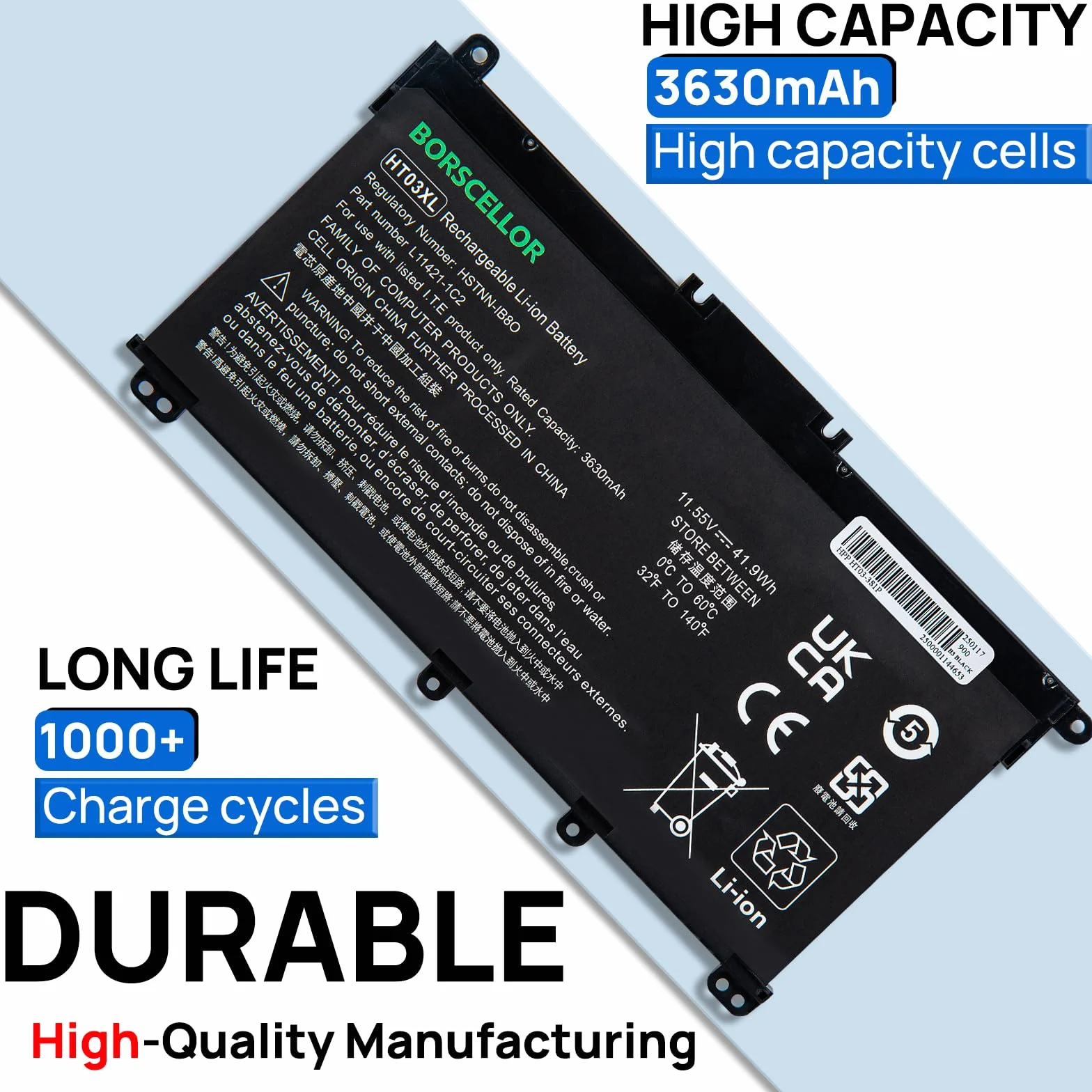HT03XL L11119-855 Batterie pour ordinateur portable HP Pavilion 14-CE 14-CF 14-CK 14-CM 14-DH 14-DK 14-DF 14-MA 14Q-CS 14Q-CY 15-CS 15-DQ 15-DA 15-DB 15-CW 17-BY 17-CA 240 245 250 255 G7