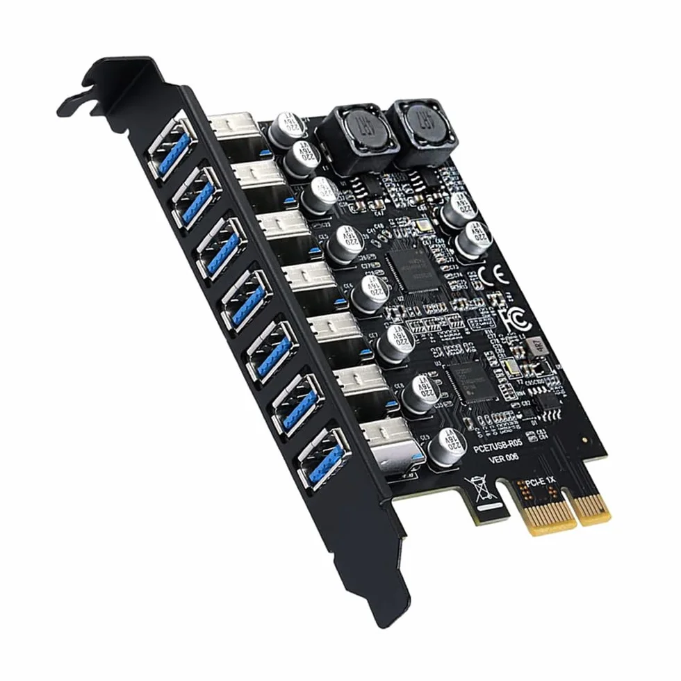 Carte Adaptateur USB 3.2 7 Ports Pour Contrôleur Avant, PCI-E Express, Extension PCIe Interne - Connexion 7 Appareils Pour Windows XP/7/8/10/11/Linux
