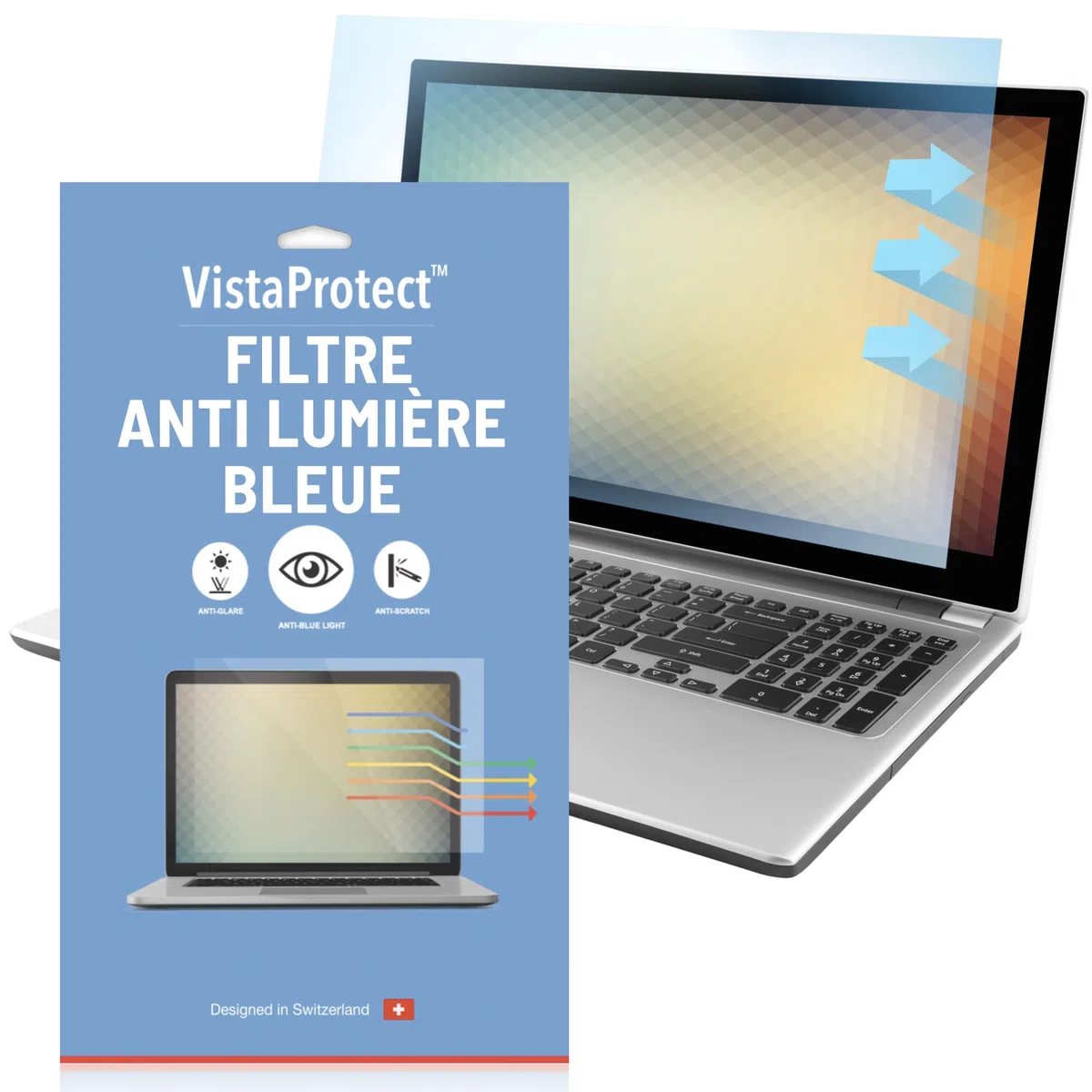 VistaProtect – Filtre Anti-Lumière Bleu Premium pour Ordinateur Portable, Amovible (17.3" Pouces)