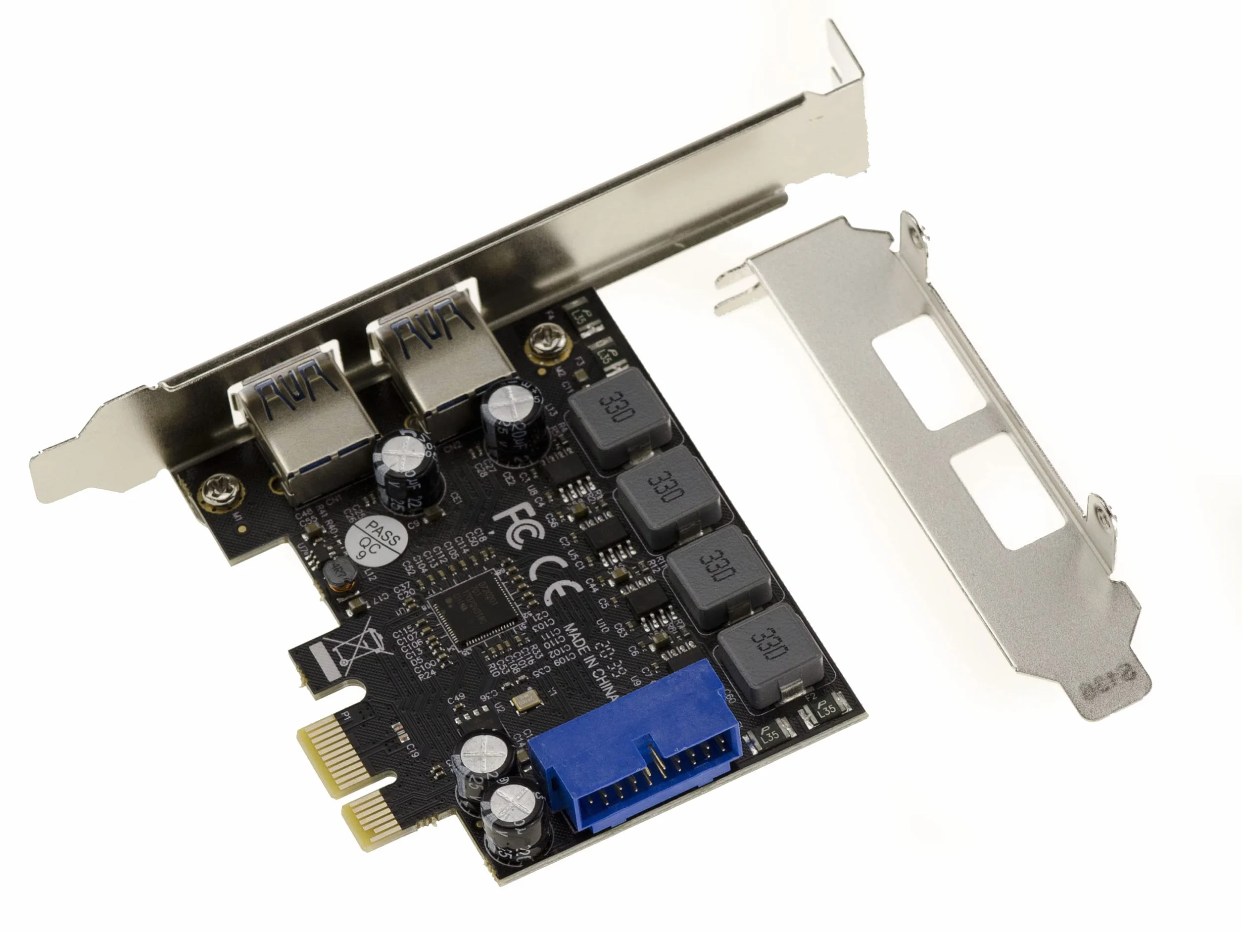 KALEA-INFORMATIQUE Carte PCI Express PCIe USB 3.0 avec 2 Ports 5G Type A externes et 2 Ports internes sur connecteur USB3 19 Points. Auto ALIMENTEE, avec Chipset NEC D720201