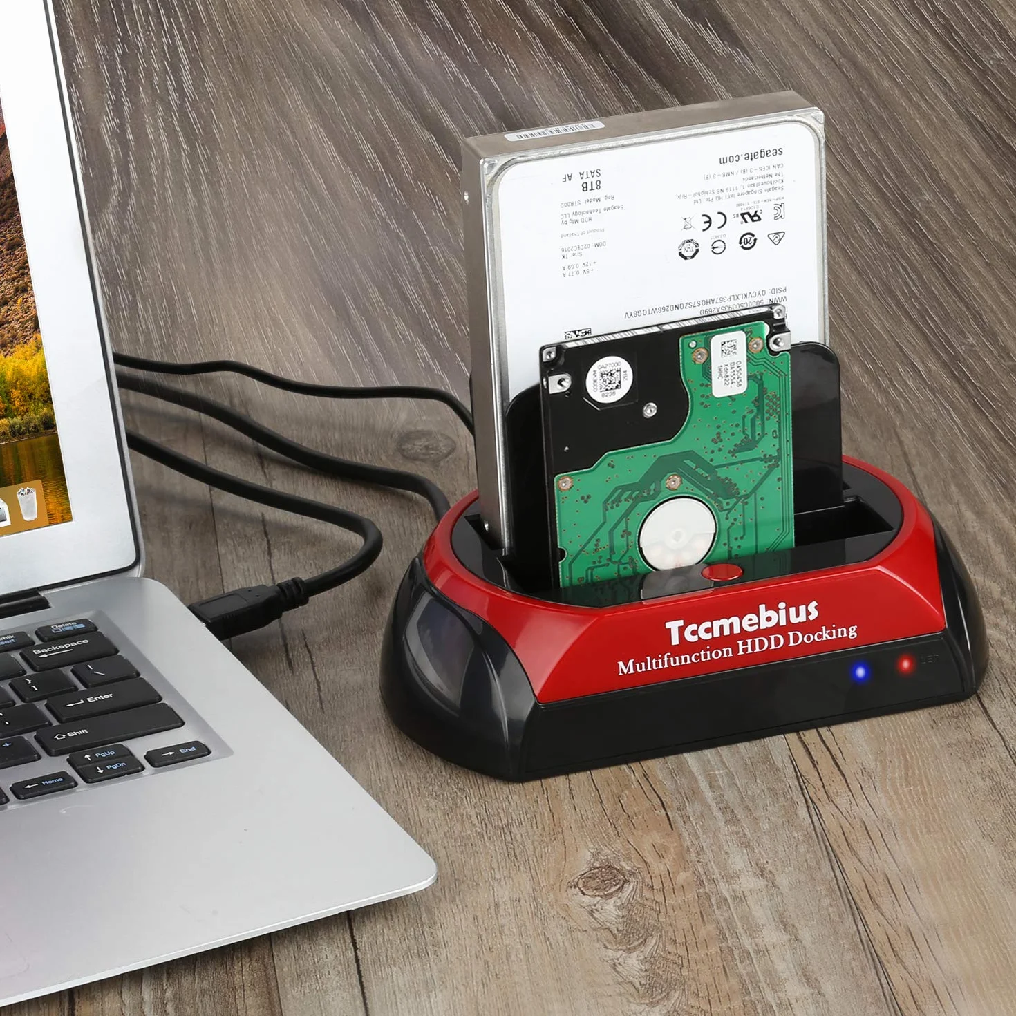 USB 2.0 Station d'accueil pour Disque Dur, TCC-S867-DE USB 2.0 à SATA IDE Dual Slots Boîtier de Disque Dur Externe, pour 2.5 "3.5" SSD IDE SATA I/II/III HDD