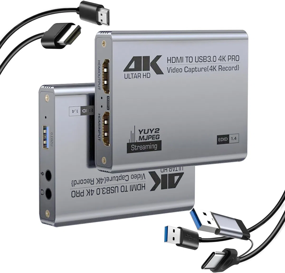 carte de capture vidéo HDMI 4K, audio et USB 3.0 4K HDMI Loop-Out, 1080P 60FPS/2K 30FPS Vidéo de Jeu pour Streaming Fonctionne pour PS5/Switch/Caméra/PC/OBS