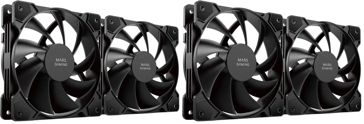 Mars Gaming MF-PWMX2 Noir, Kit 2 Ventilateurs 120mm, Ultra-silencieux FDB 12dB, Système Anti-vibration, Système PWM
