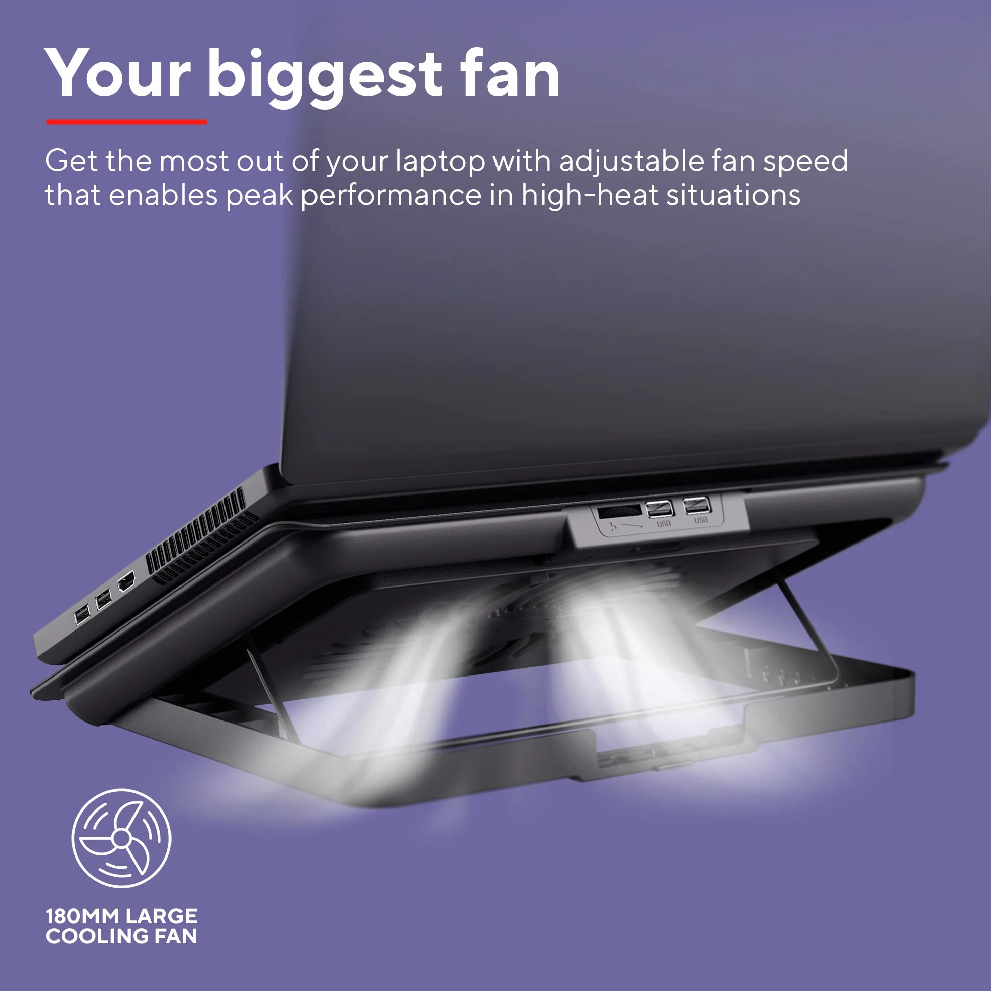 Trust Exto Support de Refroidissement pour Ordinateur Portable, Hauteur Réglable, avec Un Ventilateur, Fabriquée à Partir de Matériaux Recyclés, Stand pour Notebook, Macbook, HP, Lenovo, Dell