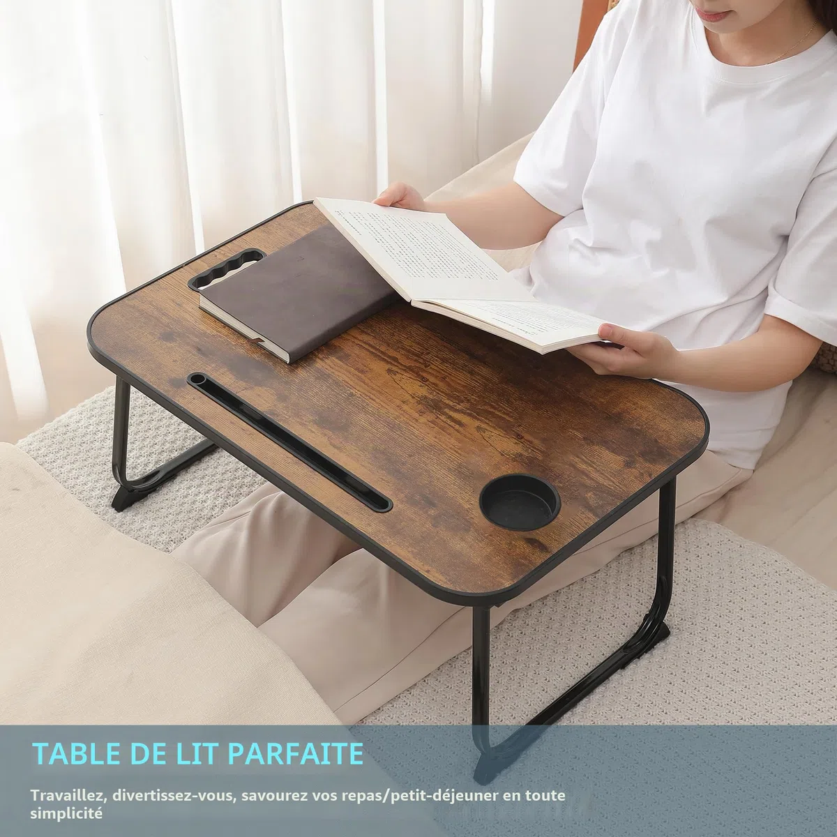 Table de lit pour Ordinateur, Table pour Lire, écrire, Plateau-Repas au lit, sur Le canapé Ainsi qu'à la Maison et au Bureau (Yellow)