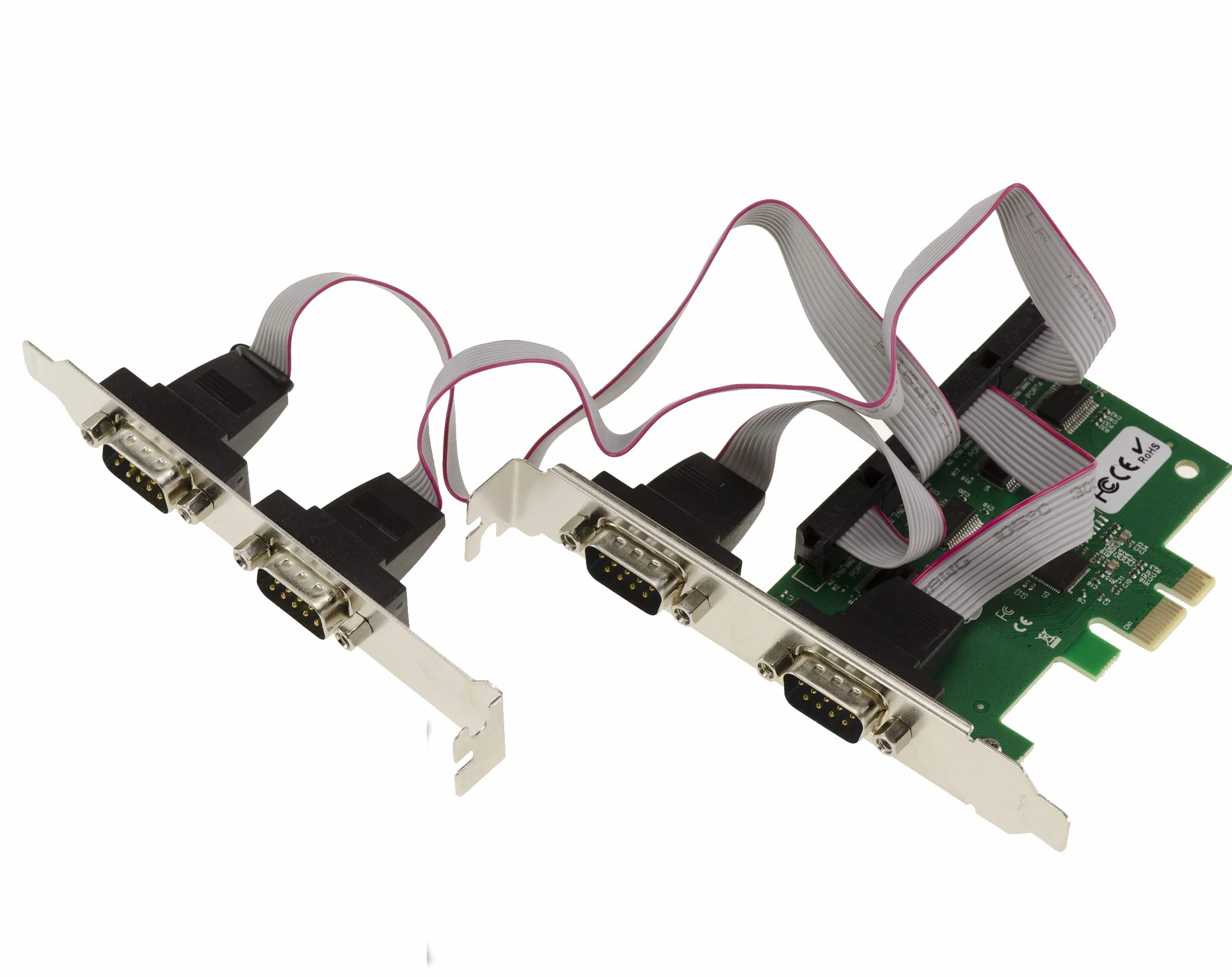 KALEA-INFORMATIQUE Carte contrôleur PCI Express PCIe Série RS232 4 Ports avec Chipset ASIX AX99100. avec équerres Low et High Profile