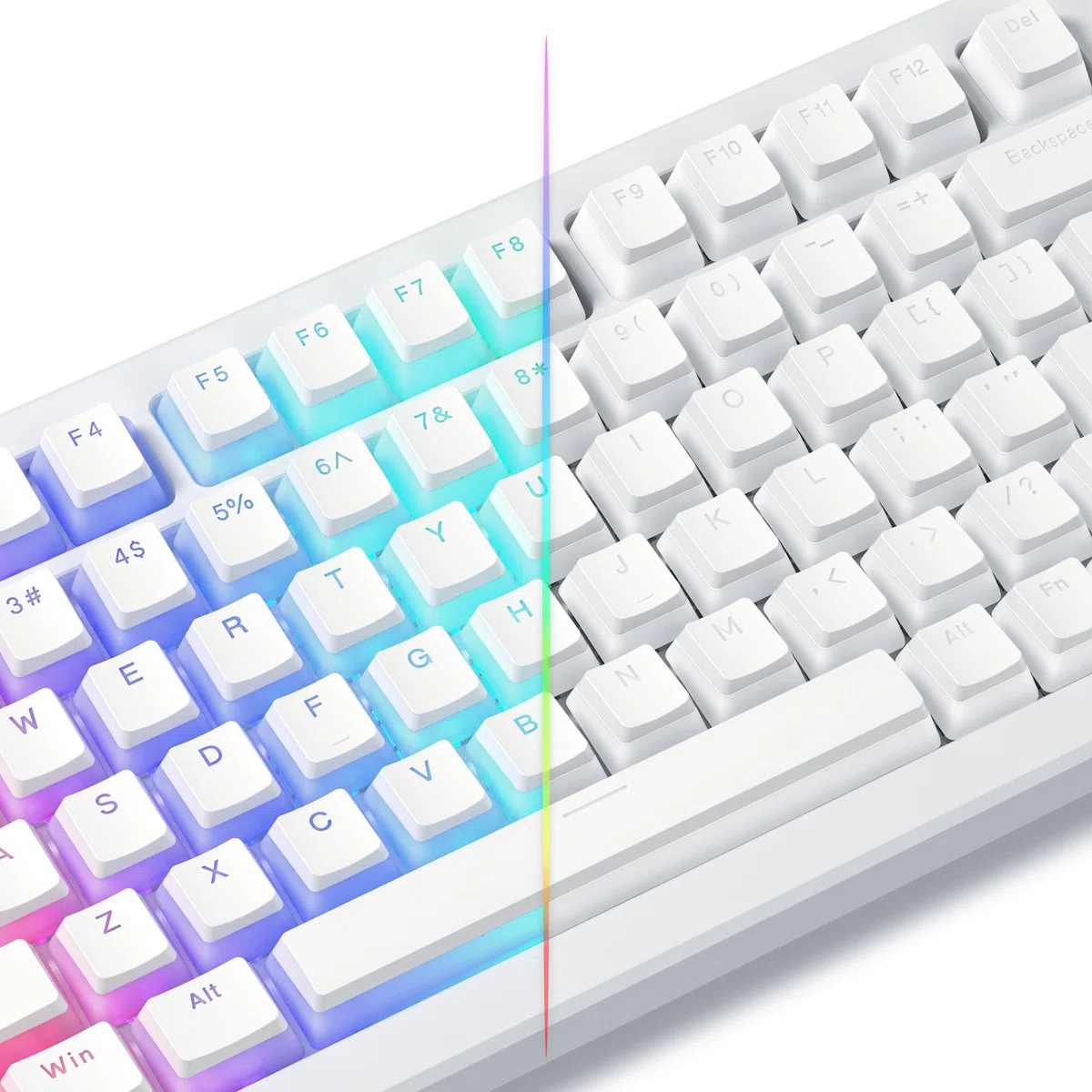 Womier Pudding, Touches PBT Blanches, 100% Clavier, 130 Touches, Touches Brillantes, Touches de Clavier personnalisées, Profil OEM pour commutateurs à Tige MX 100%, 75%, 65%, 60% - Blanc