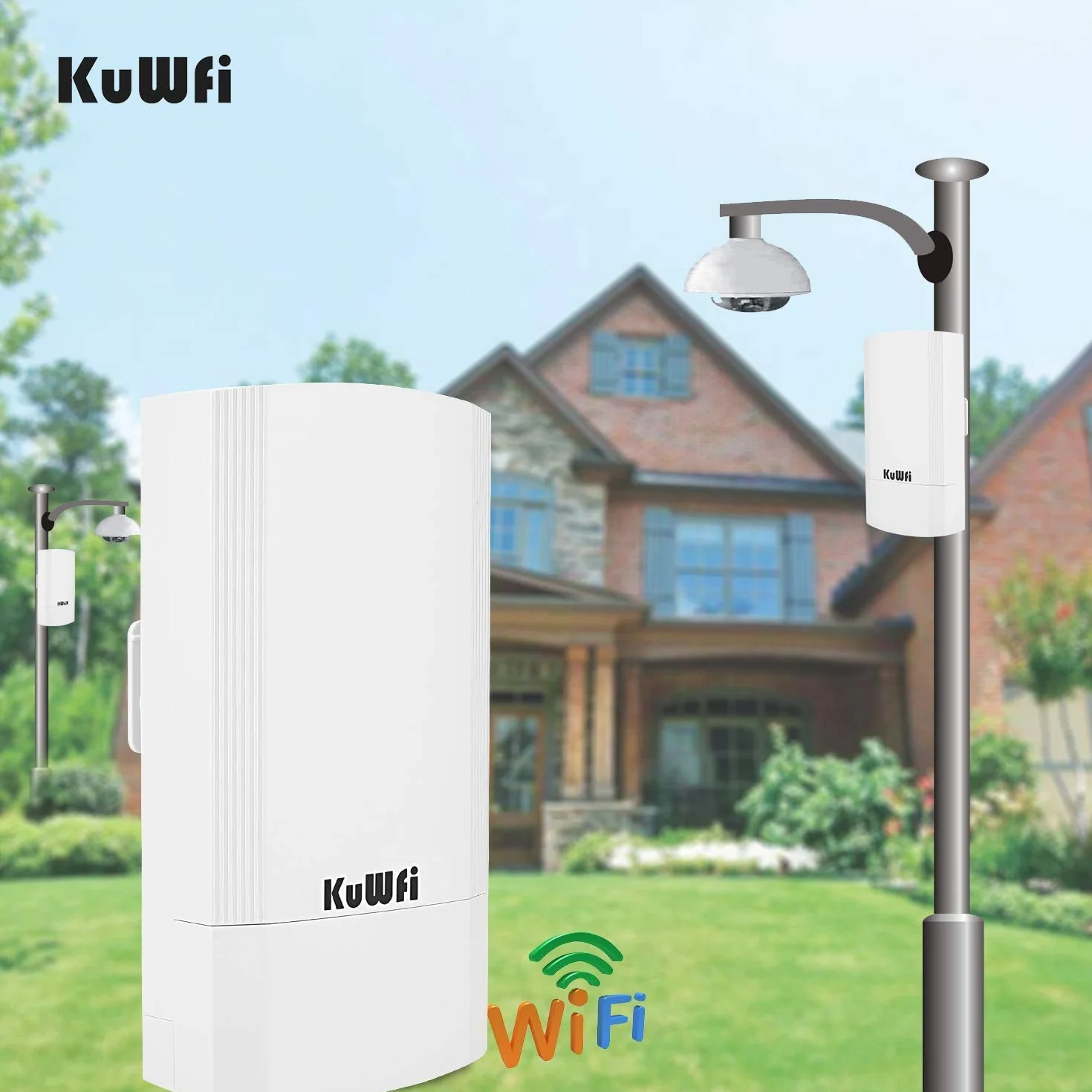 KuWFi 900Mbps Point d'Accès Extérieur, Repeteur Wifi Pont / CPE sans fil Point à Point intérieur et Extérieur, prend en charge une Solution de Distance de Transmission de 1km pour PTP, PTMP
