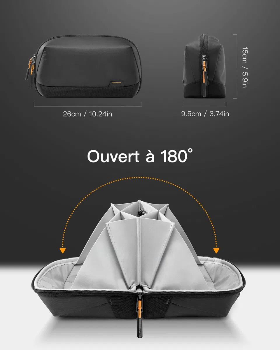 Inateck Sac de Rangement Câbles,Organisateur d'accessoires électroniques avec poignée,Pochette Organisateur de Gadgets, résistant aux éclaboussures étui de Transport pour