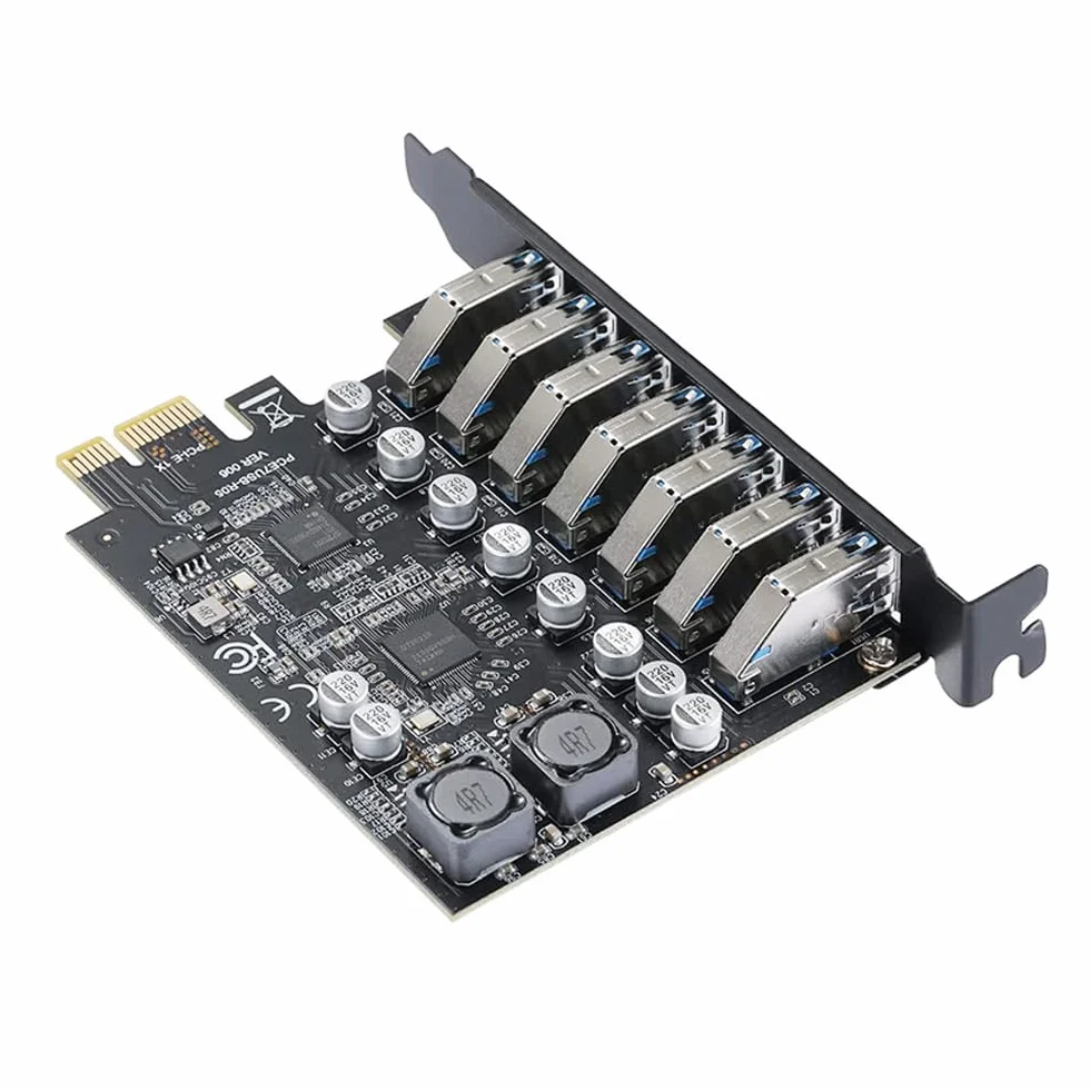 Carte Adaptateur USB 3.2 7 Ports Pour Contrôleur Avant, PCI-E Express, Extension PCIe Interne - Connexion 7 Appareils Pour Windows XP/7/8/10/11/Linux