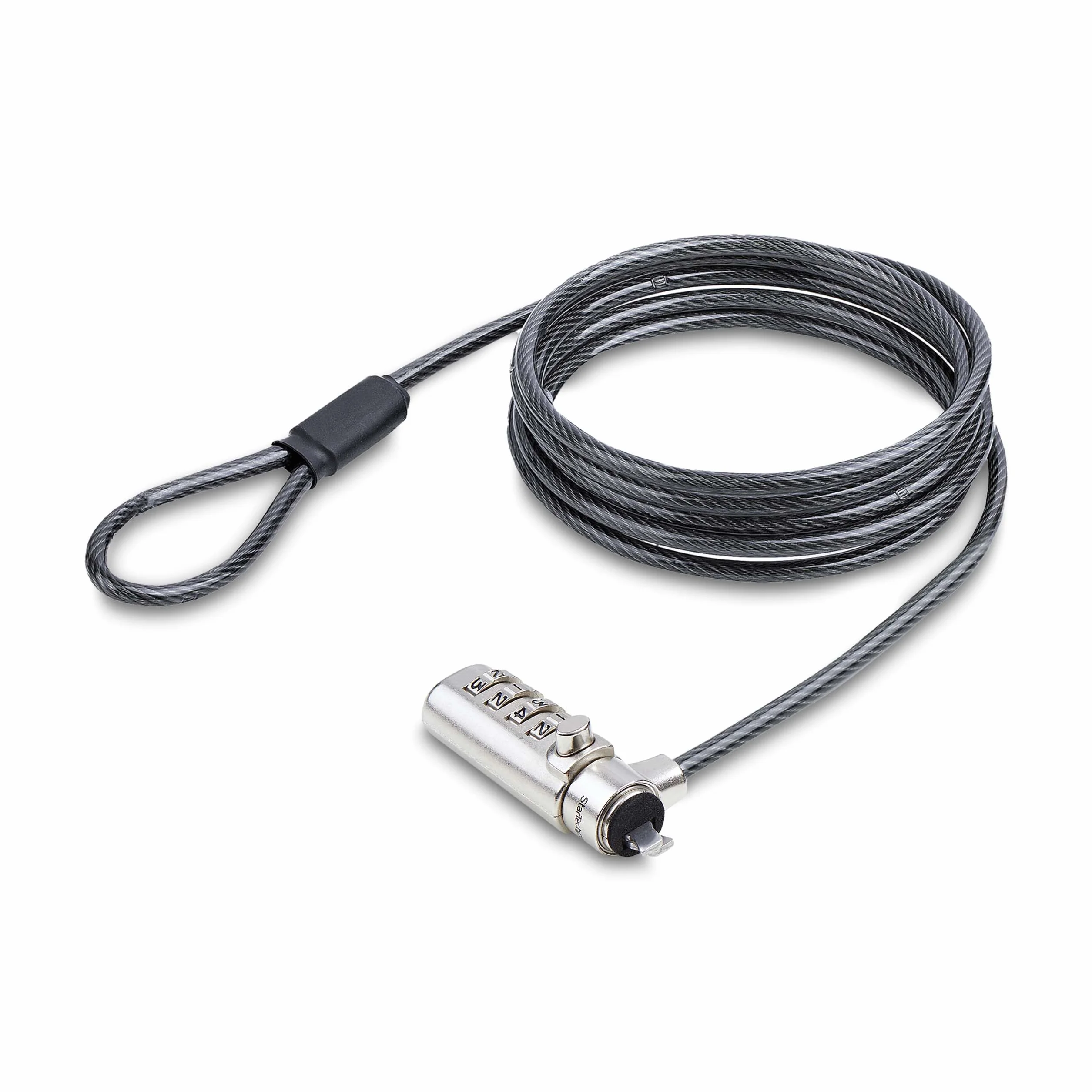 StarTech.COM Antivol pour PC Portable Compatible Slot Noble Wedge, Câble de Verrouillage de 1,5m, Câble en Acier, Combo Lock
